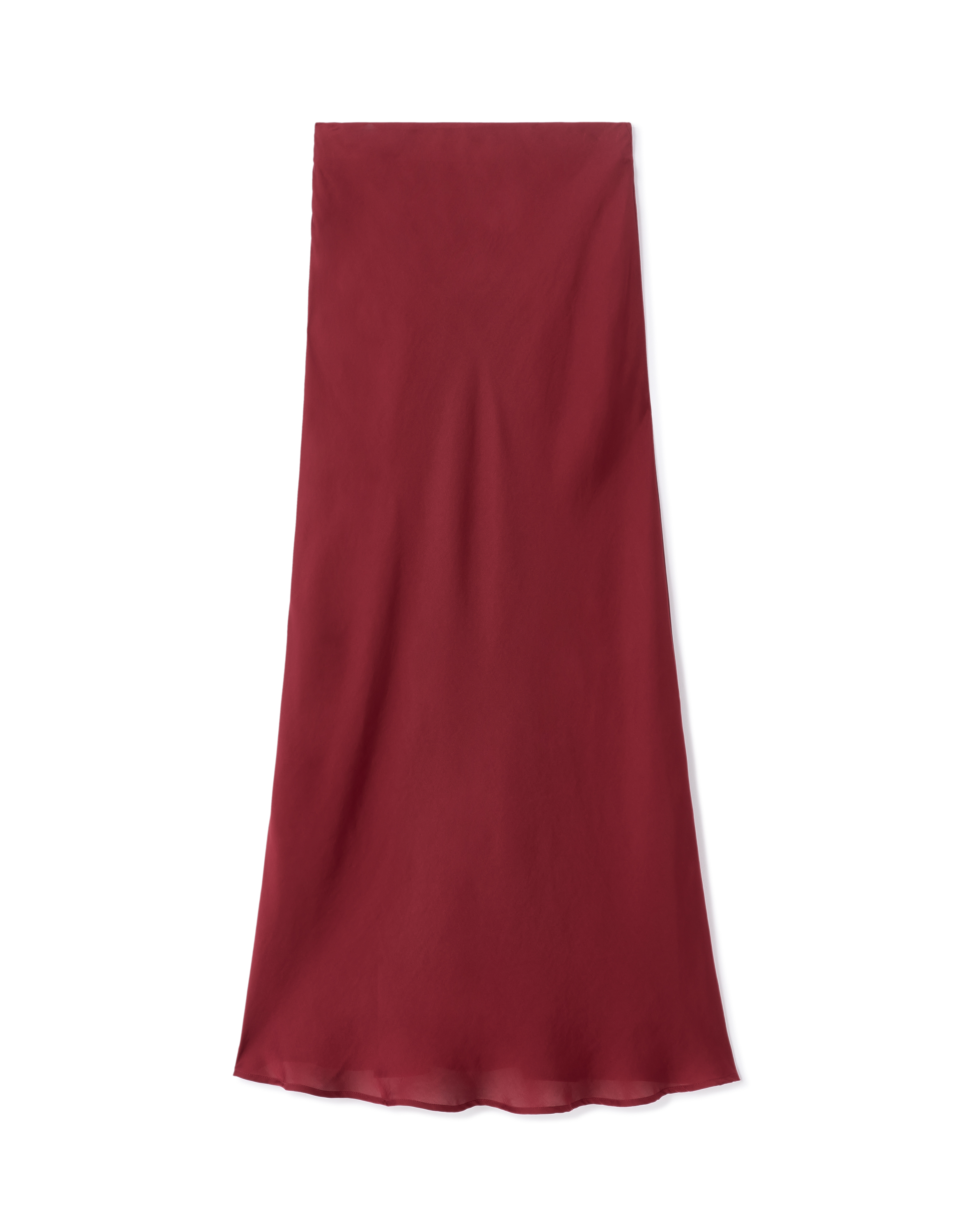 Jupe mi-longue en satin - rouge