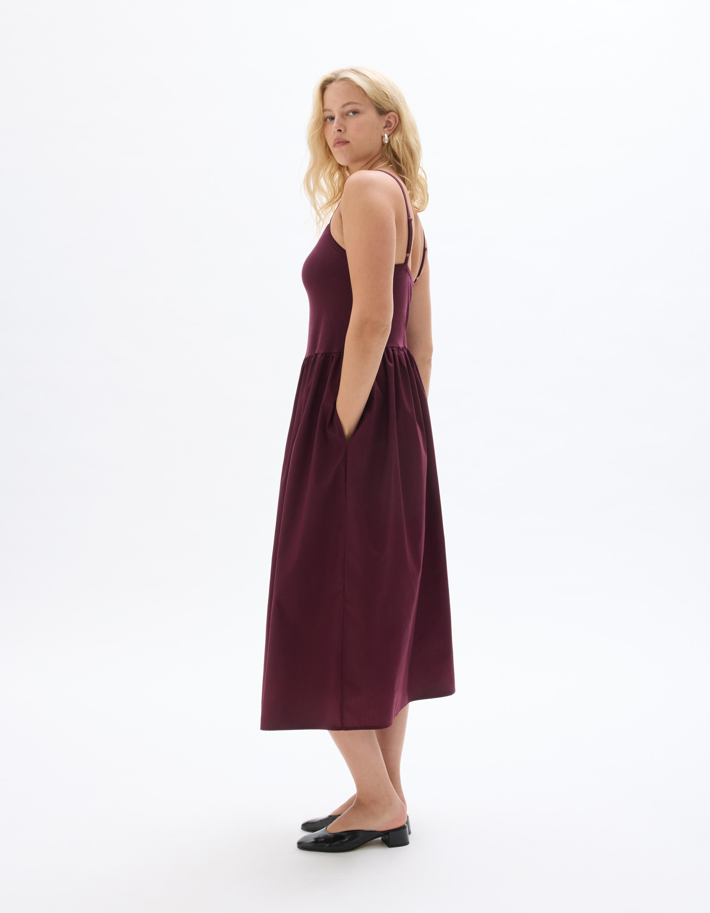 Robe bi-matière - bordeaux - celio - Modalova