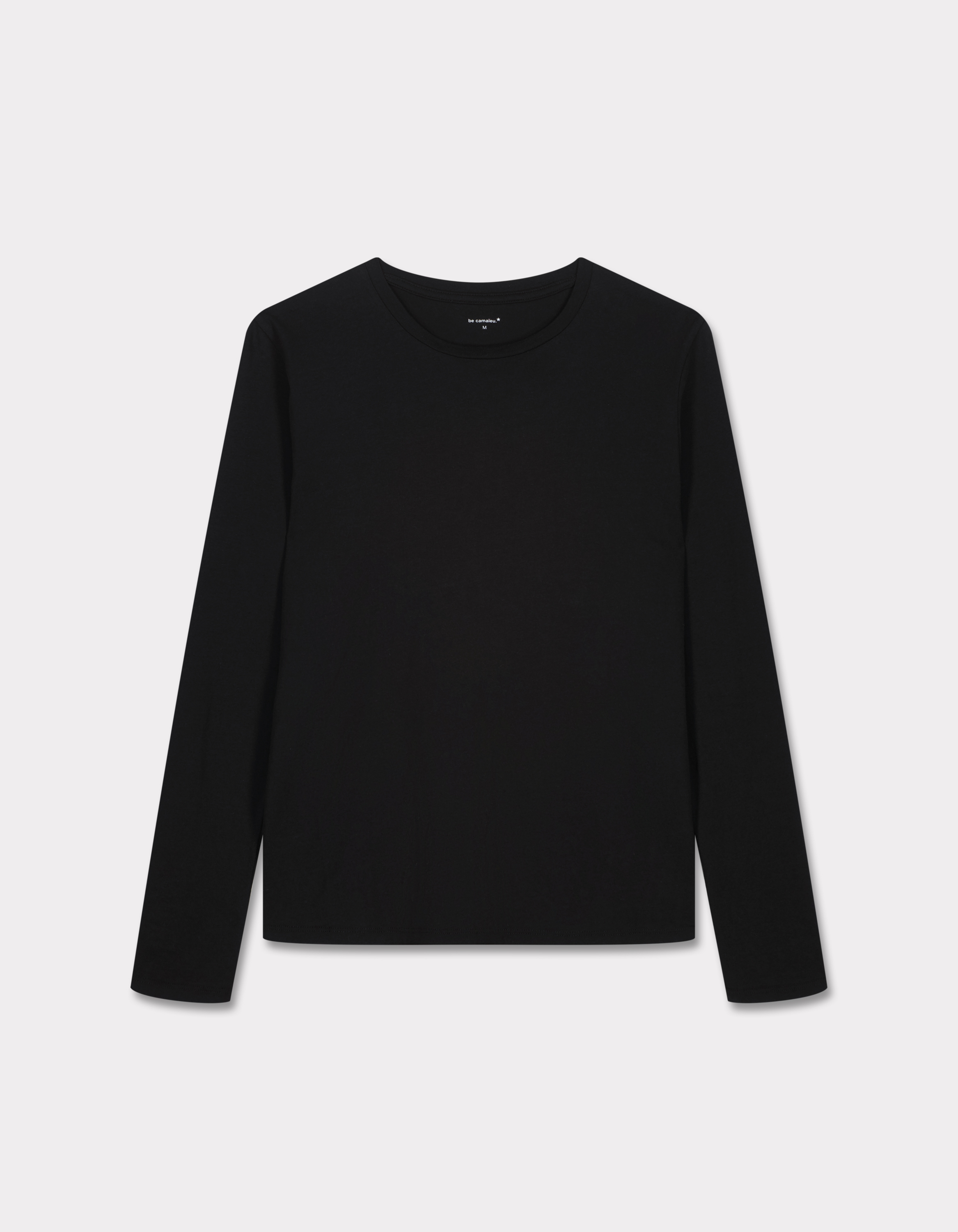 T-shirt en coton à manches longues - noir
