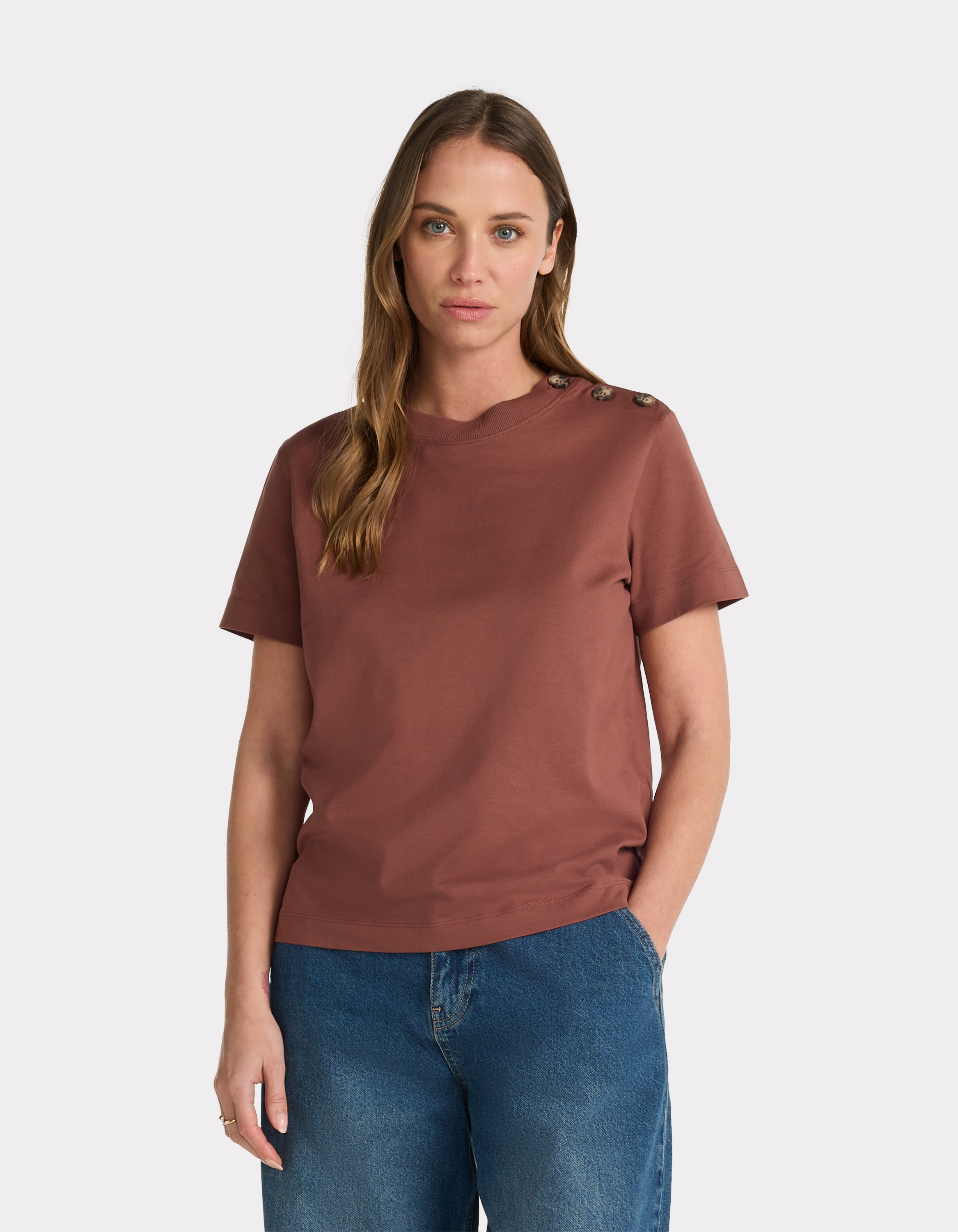 T-shirt en coton épais boutonné - bordeaux - celio - Modalova
