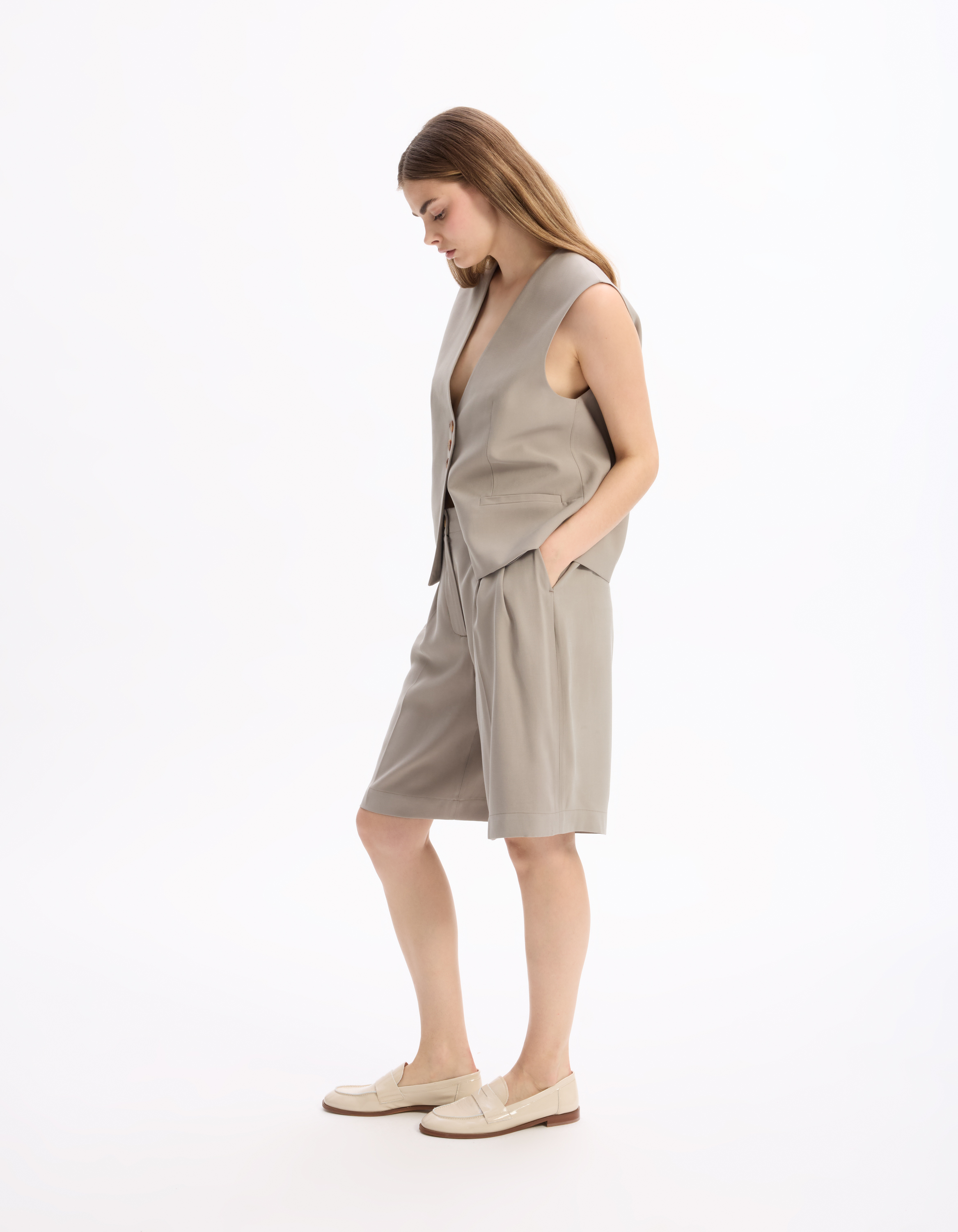 Short habillé droit - beige - celio - Modalova