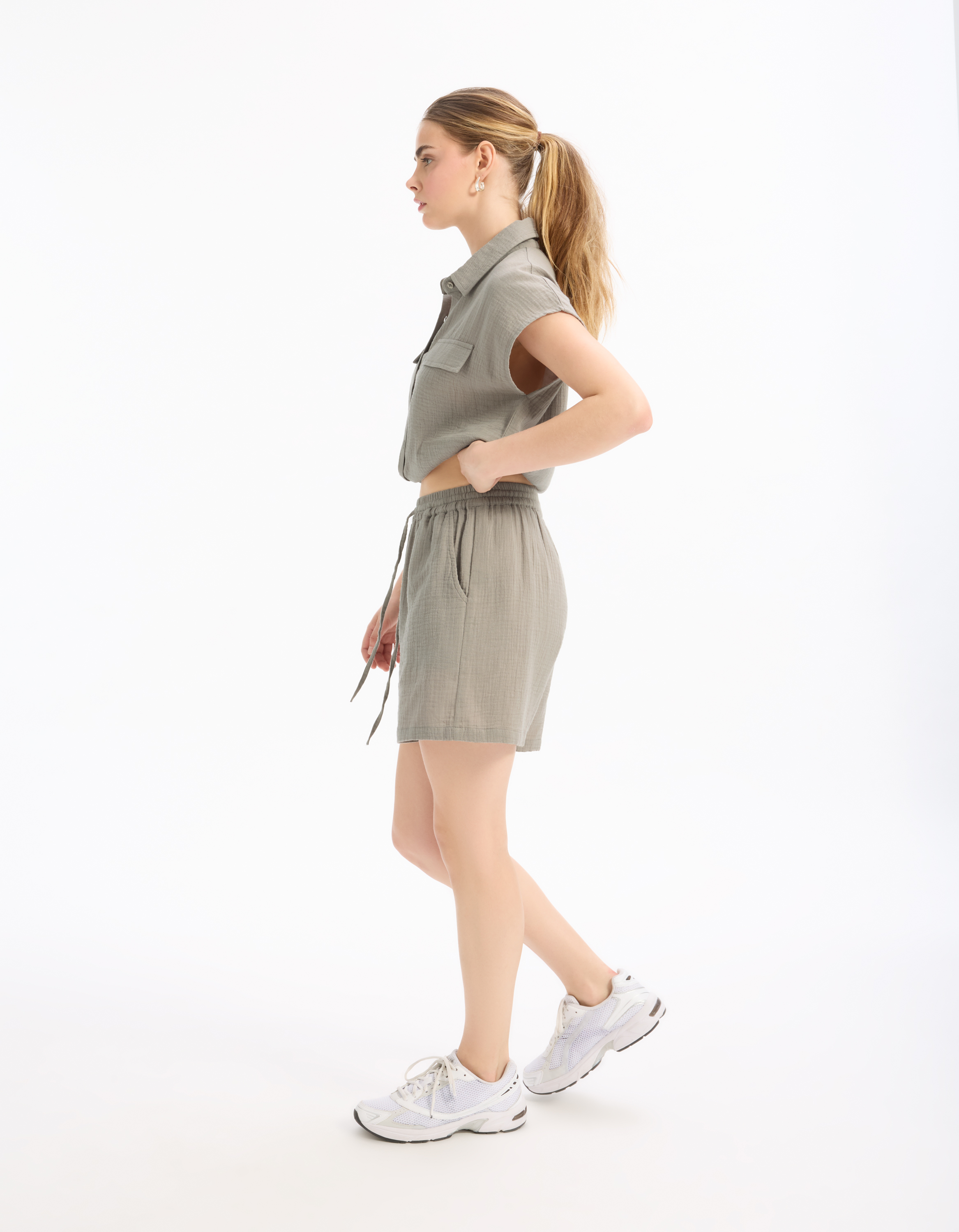 Short en voile de coton - gris - celio - Modalova