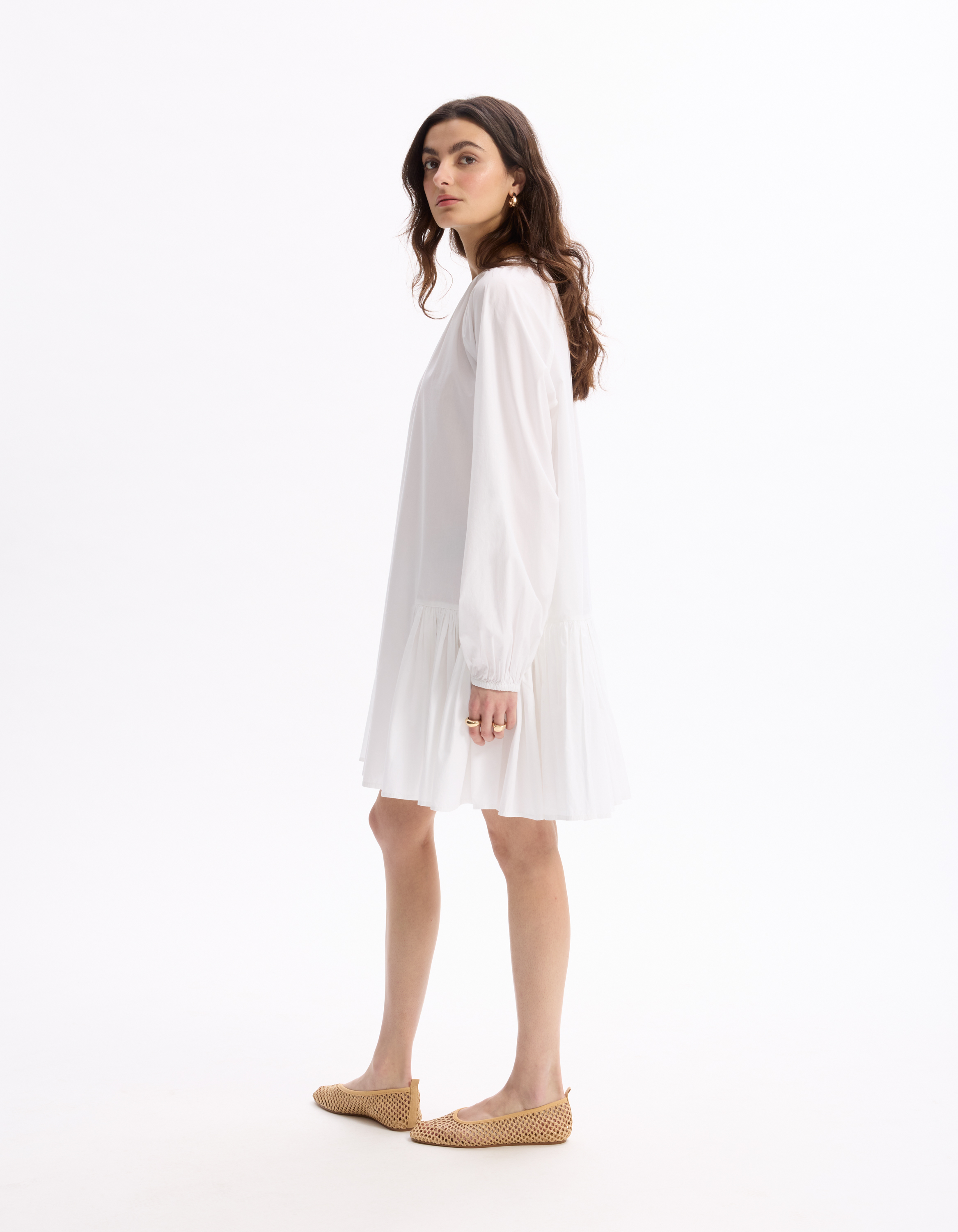 Robe courte à volant - blanc - celio - Modalova
