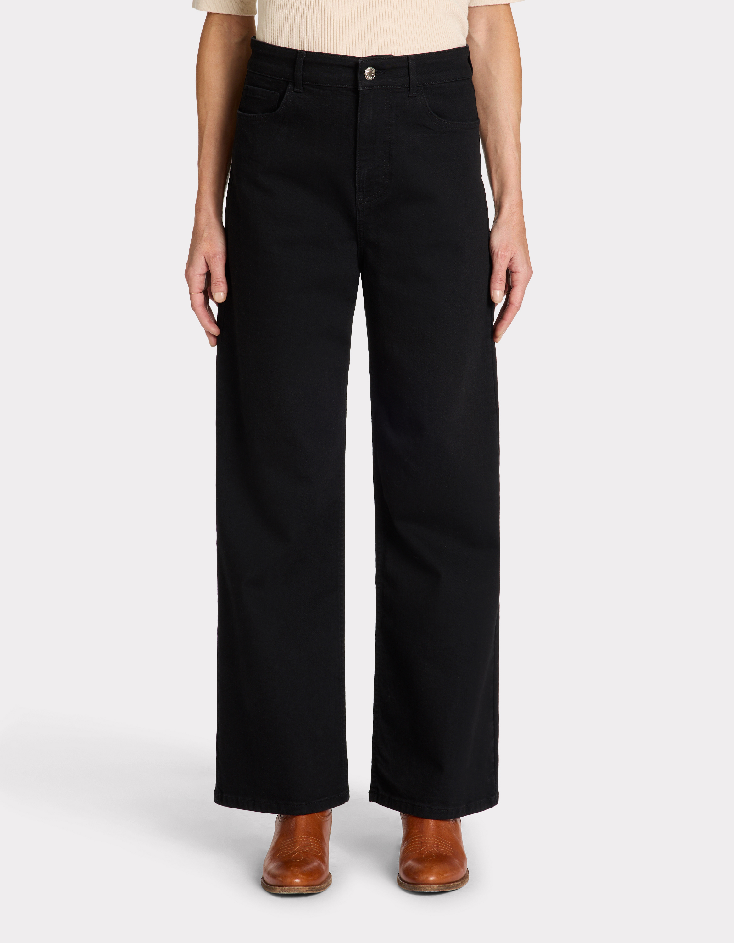 Jean large taille haute noir - noir - celio - Modalova
