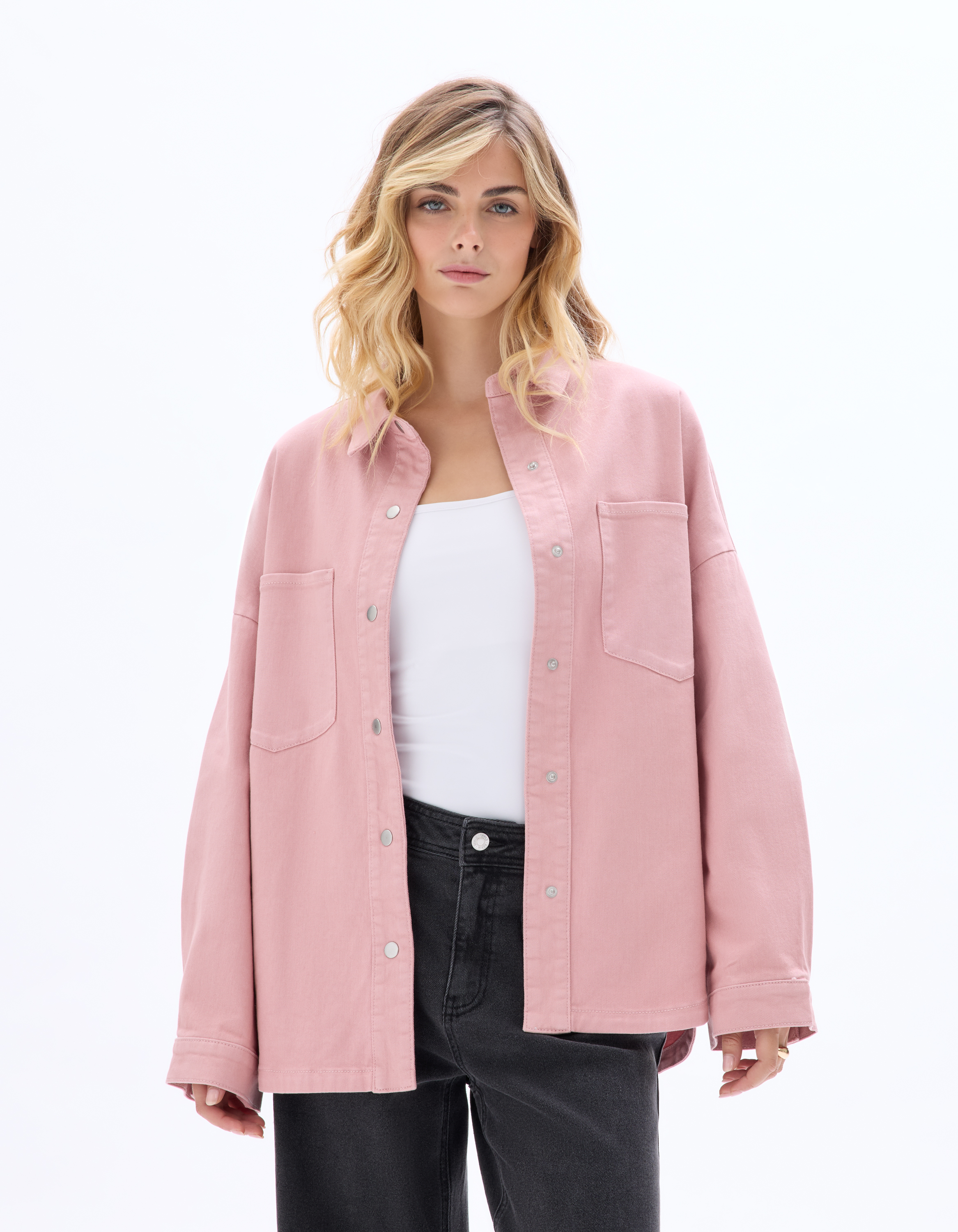 Surchemise en denim - rose - celio - Modalova