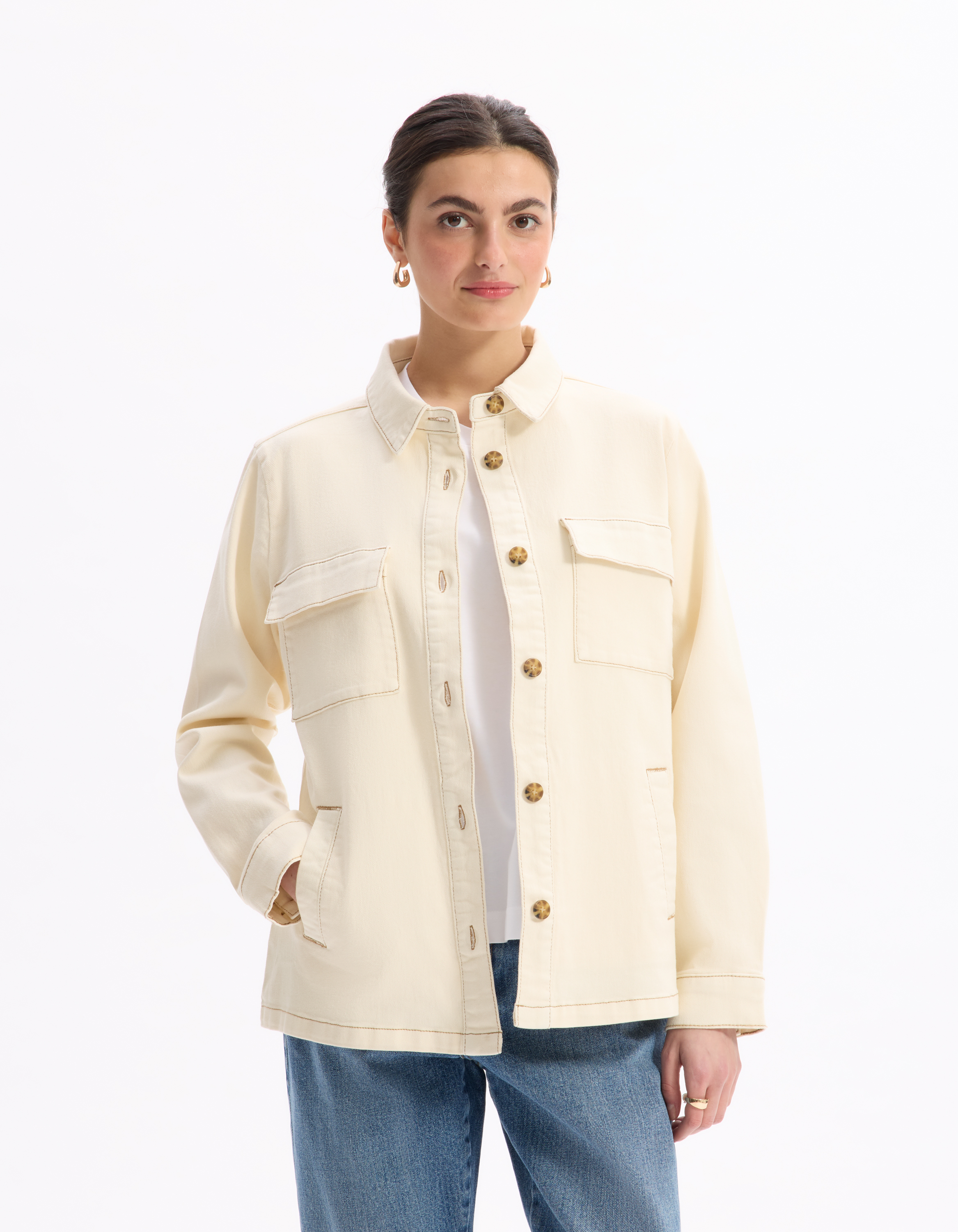 Veste effet denim - beige - celio - Modalova