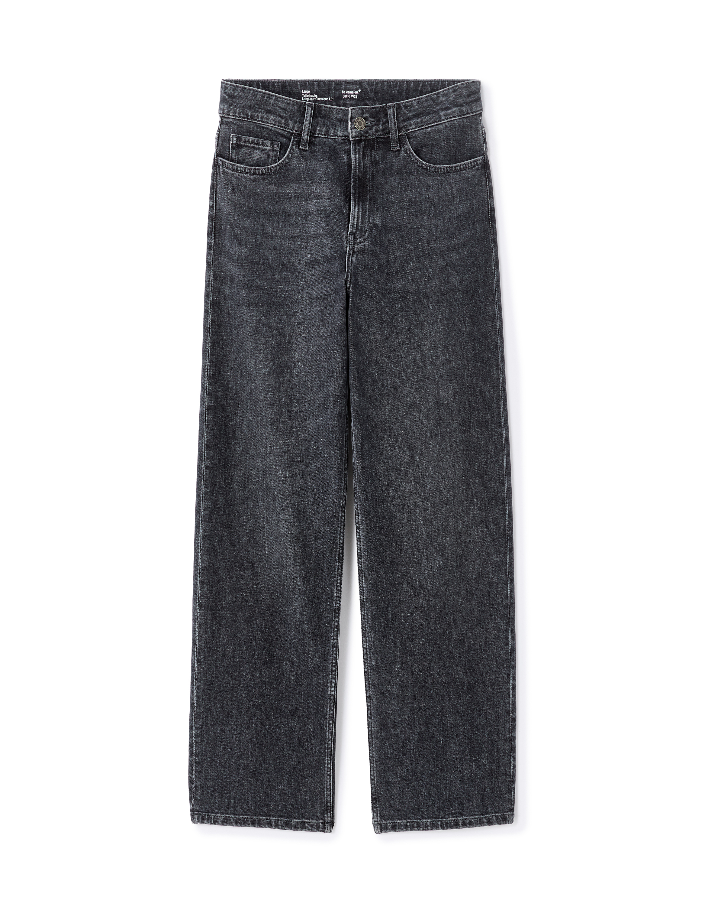 Jean large taille haute 3 longueurs - gris