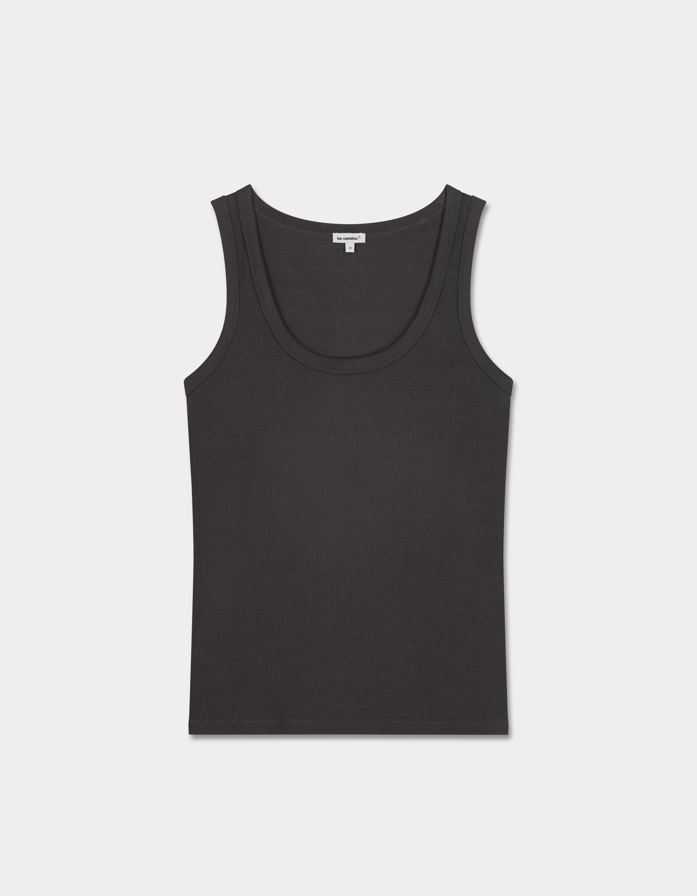 Débardeur côtelé en coton stretch - gris