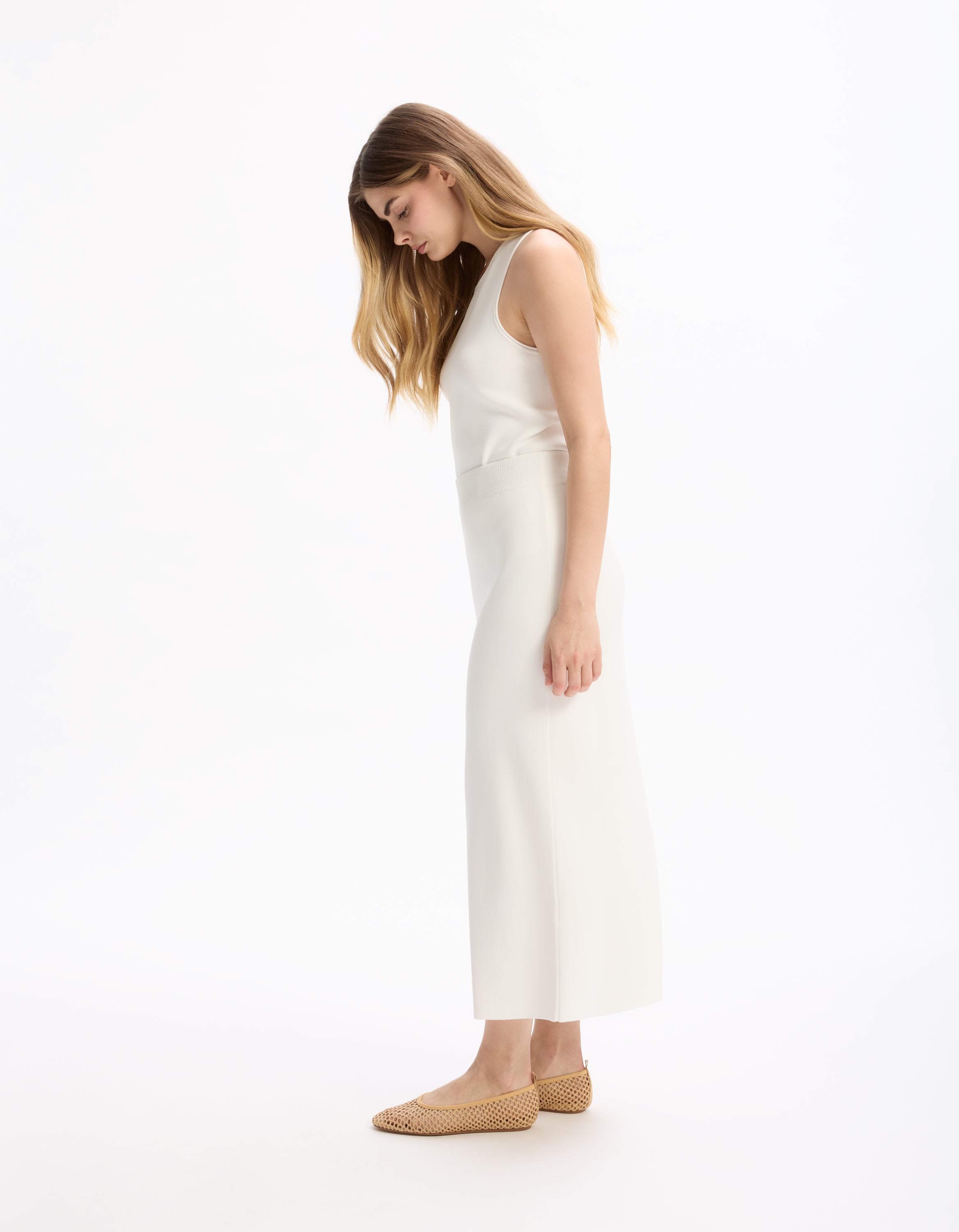 Jupe en maille - blanche - celio - Modalova