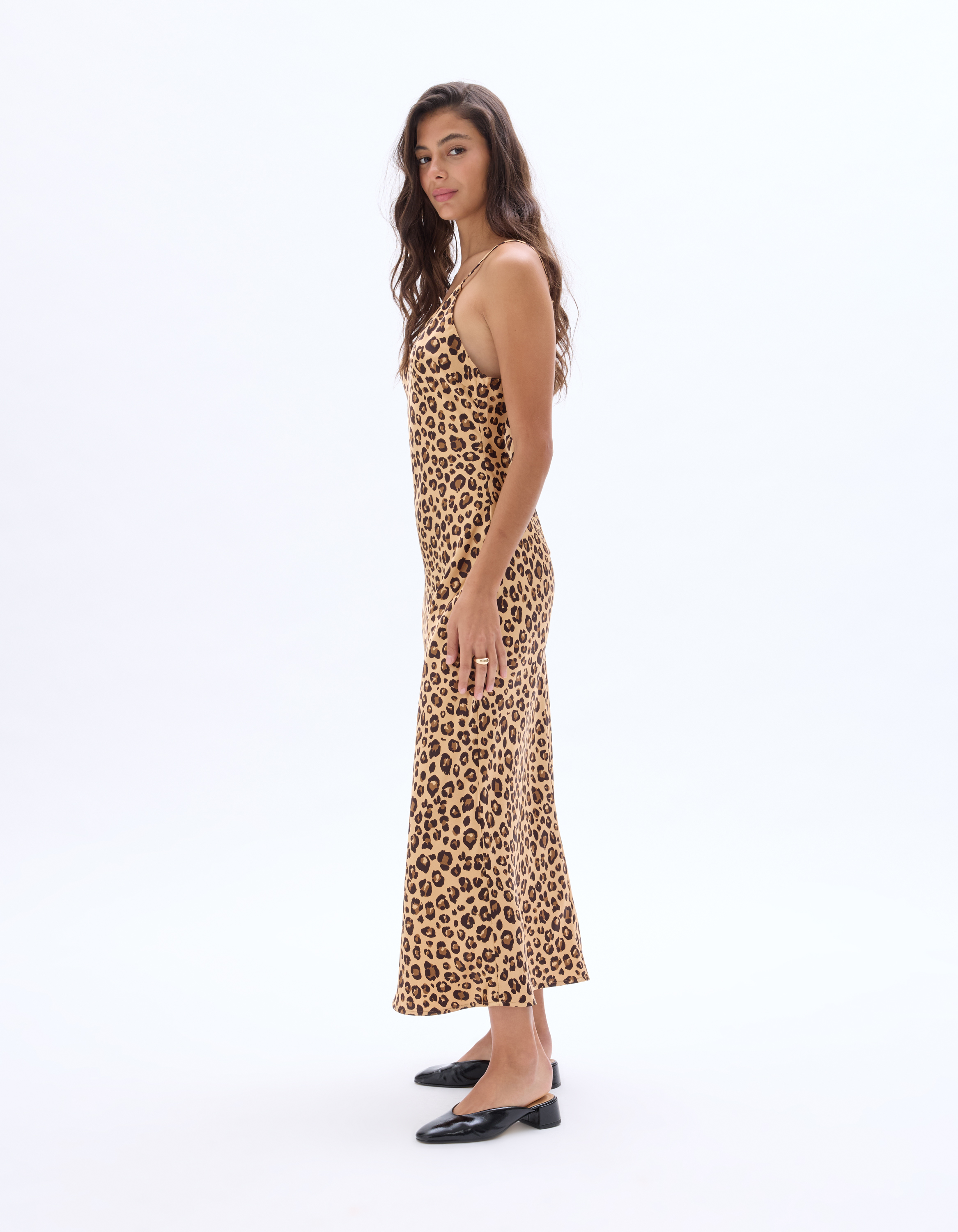 Robe satinée à fines bretelles - léopard - celio - Modalova