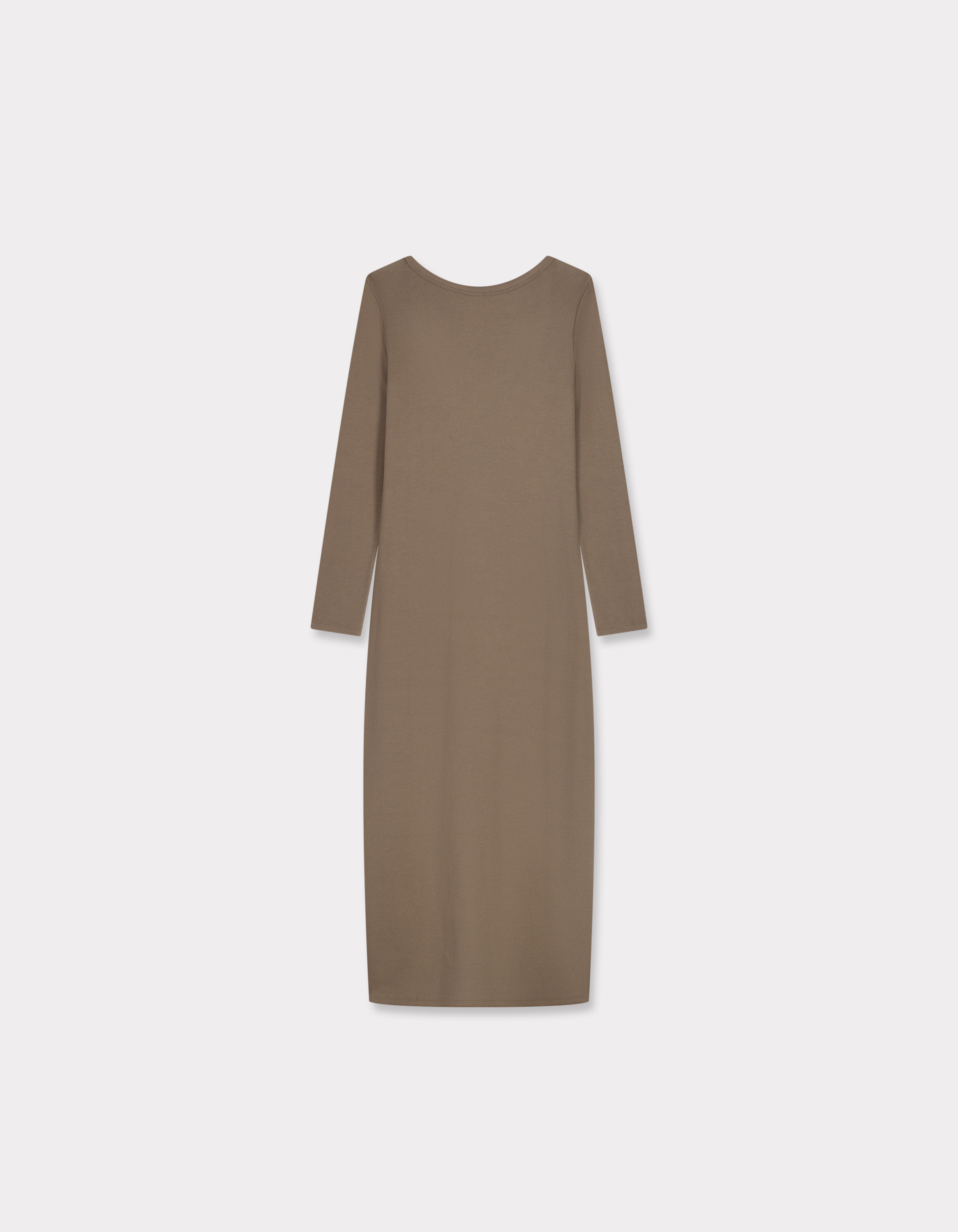 Robe longue côtelée - beige