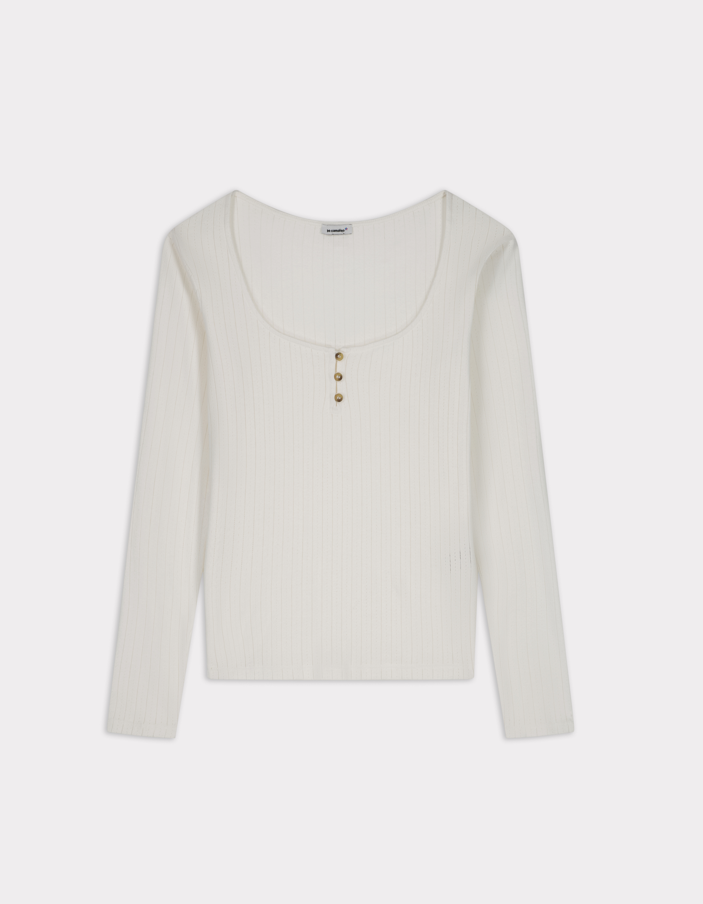 T-shirt maille pointelle - écru