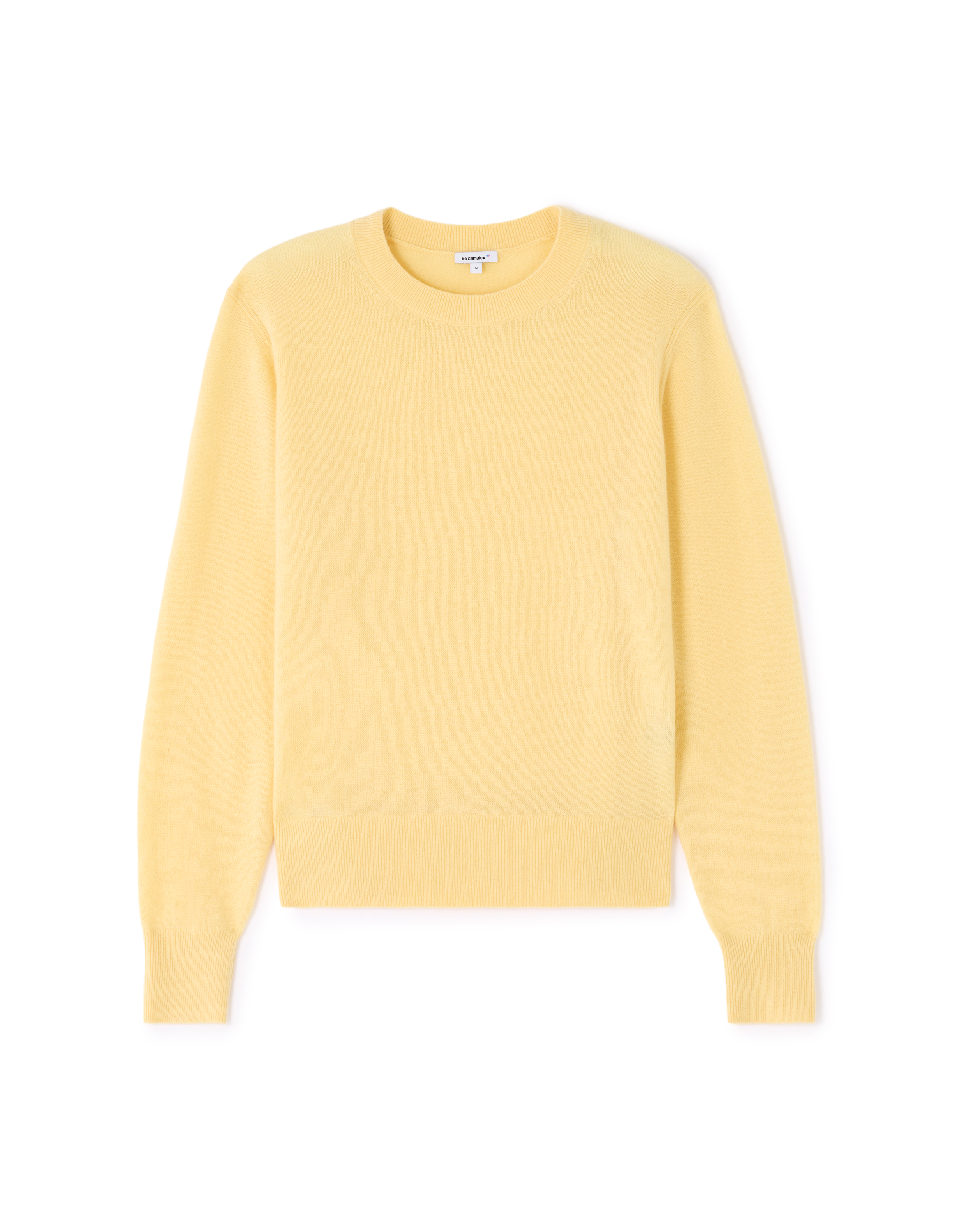 Pull 100% cachemire à col rond - jaune