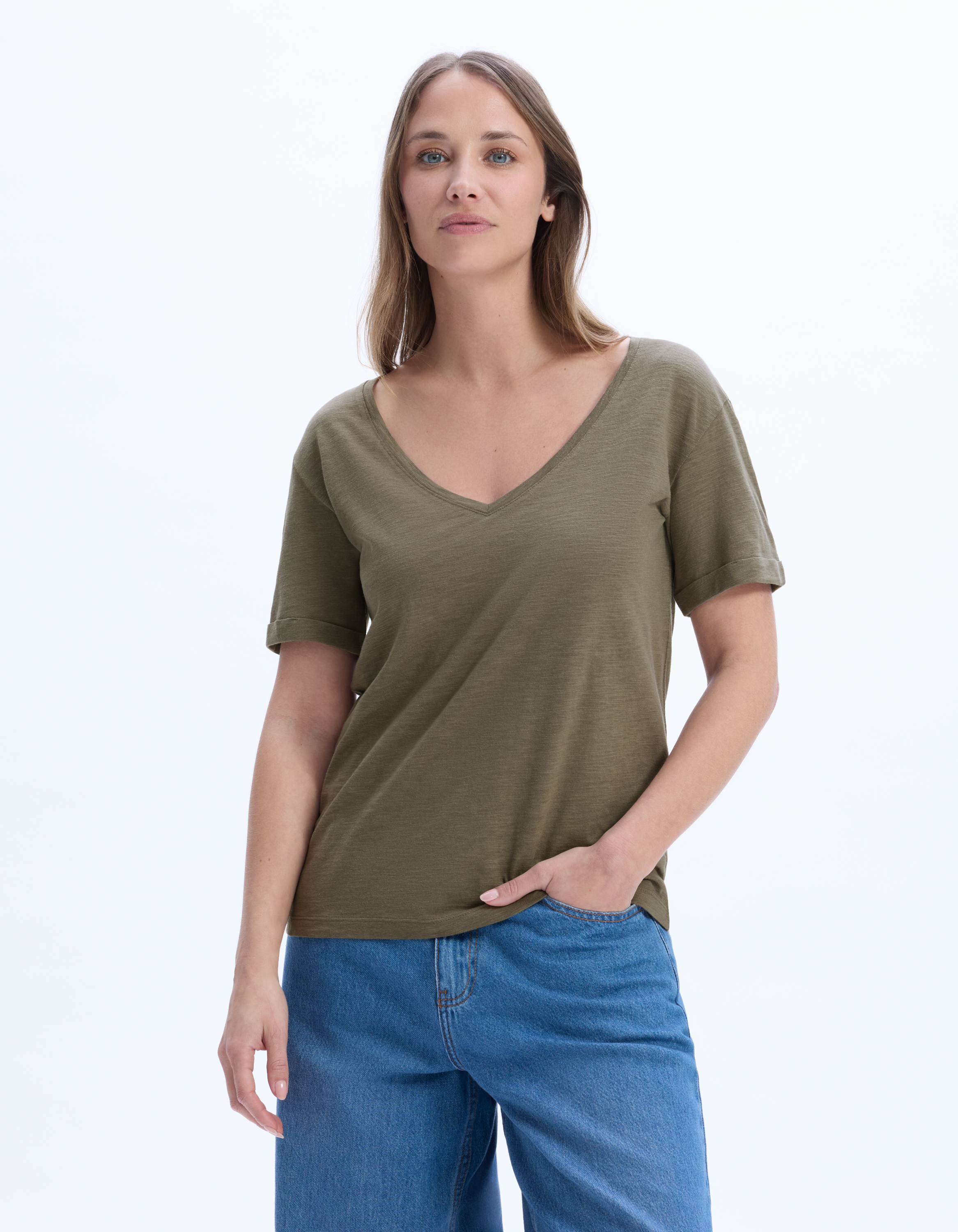 T-shirt en coton flammé - kaki - celio - Modalova