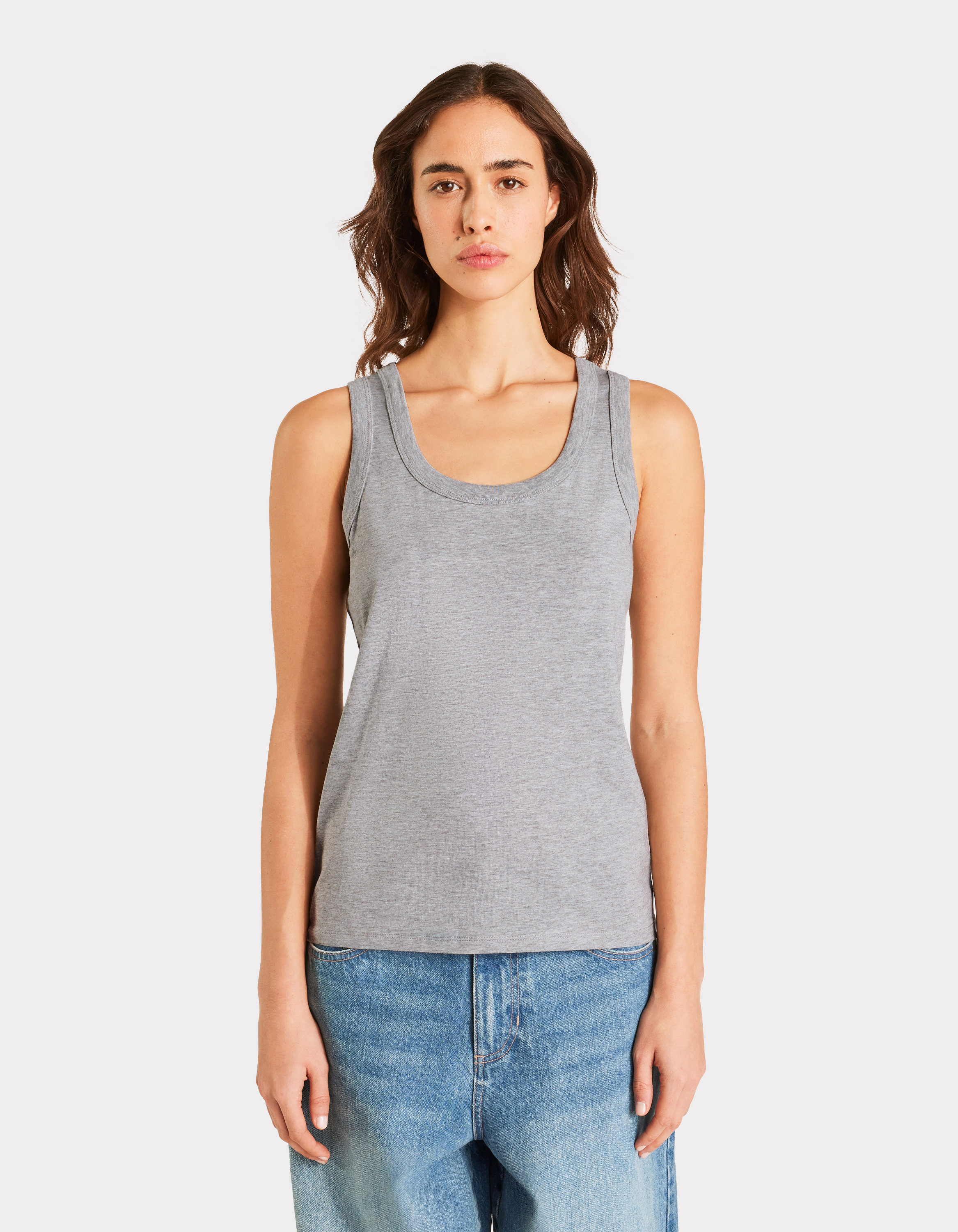 Débardeur à larges bretelles en coton mélangé - gris chiné - celio - Modalova