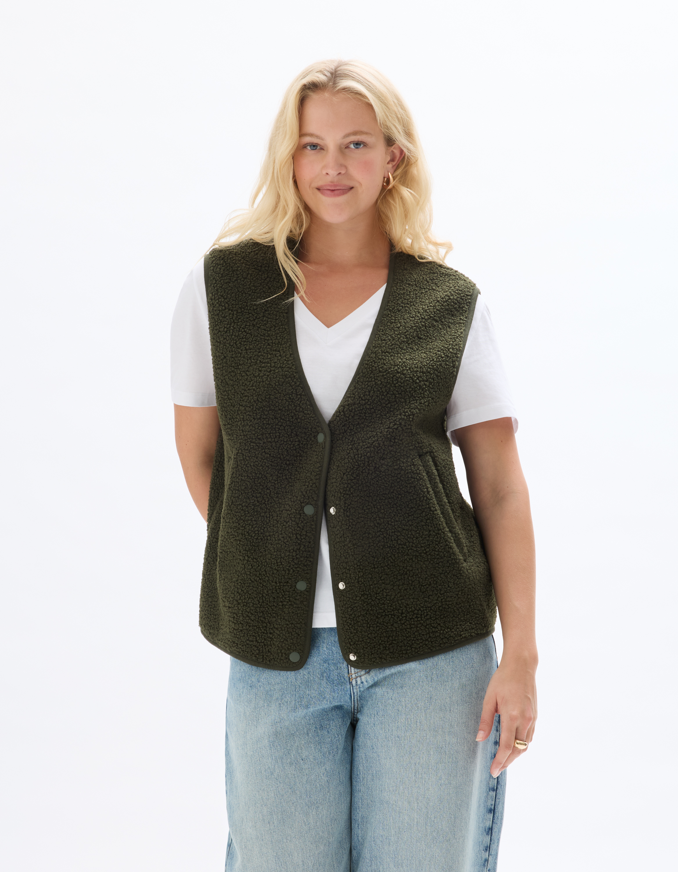 Gilet sherpa sans manche - kaki - celio - Modalova