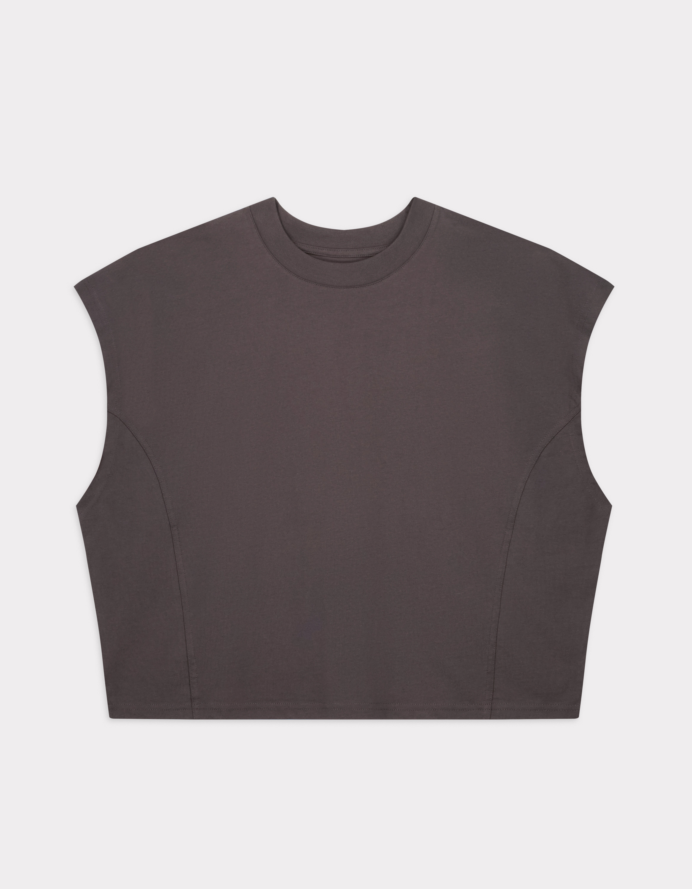 T-shirt coton épais oversize sans manche - gris