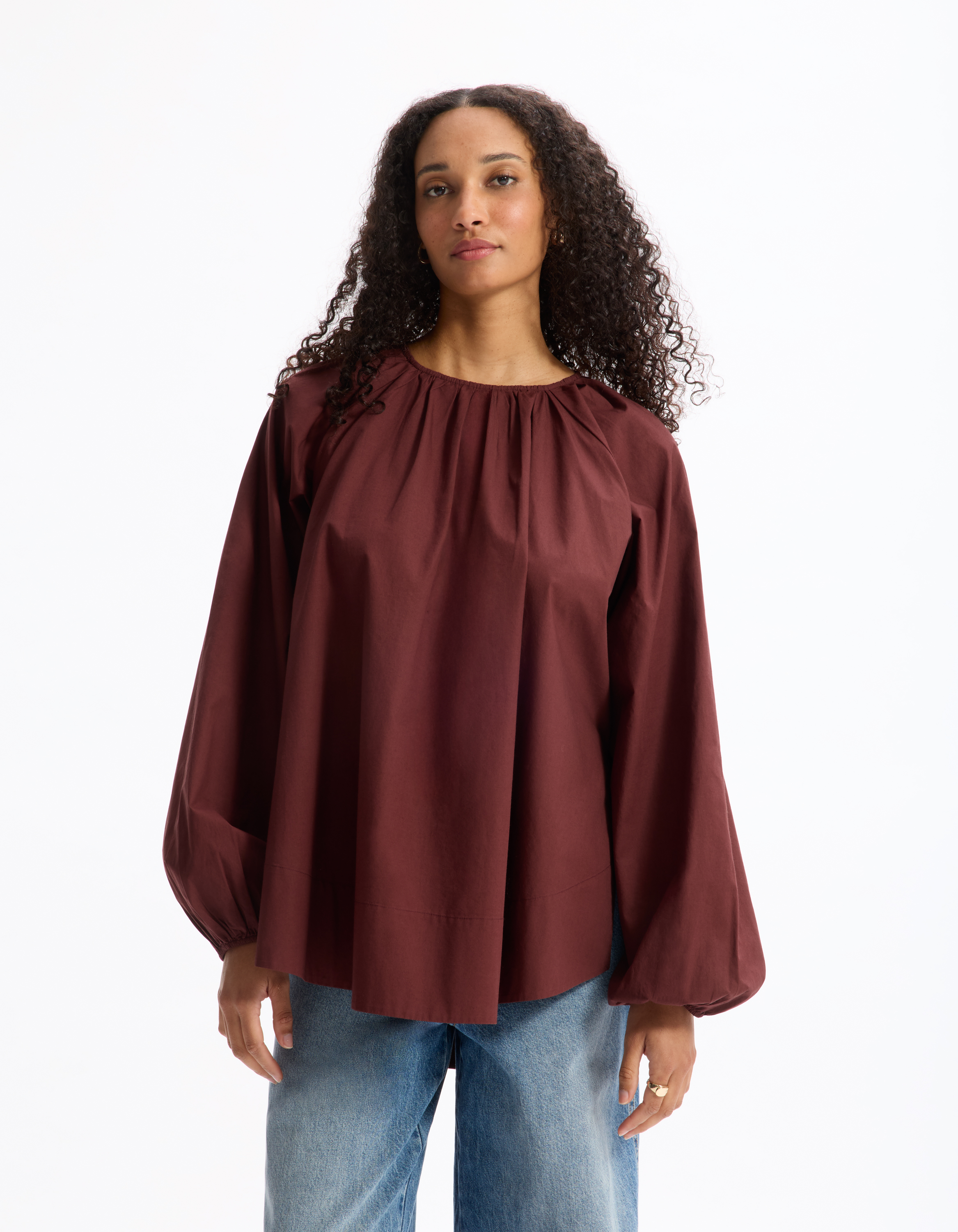 Blouse oversize en coton - marron - celio - Modalova
