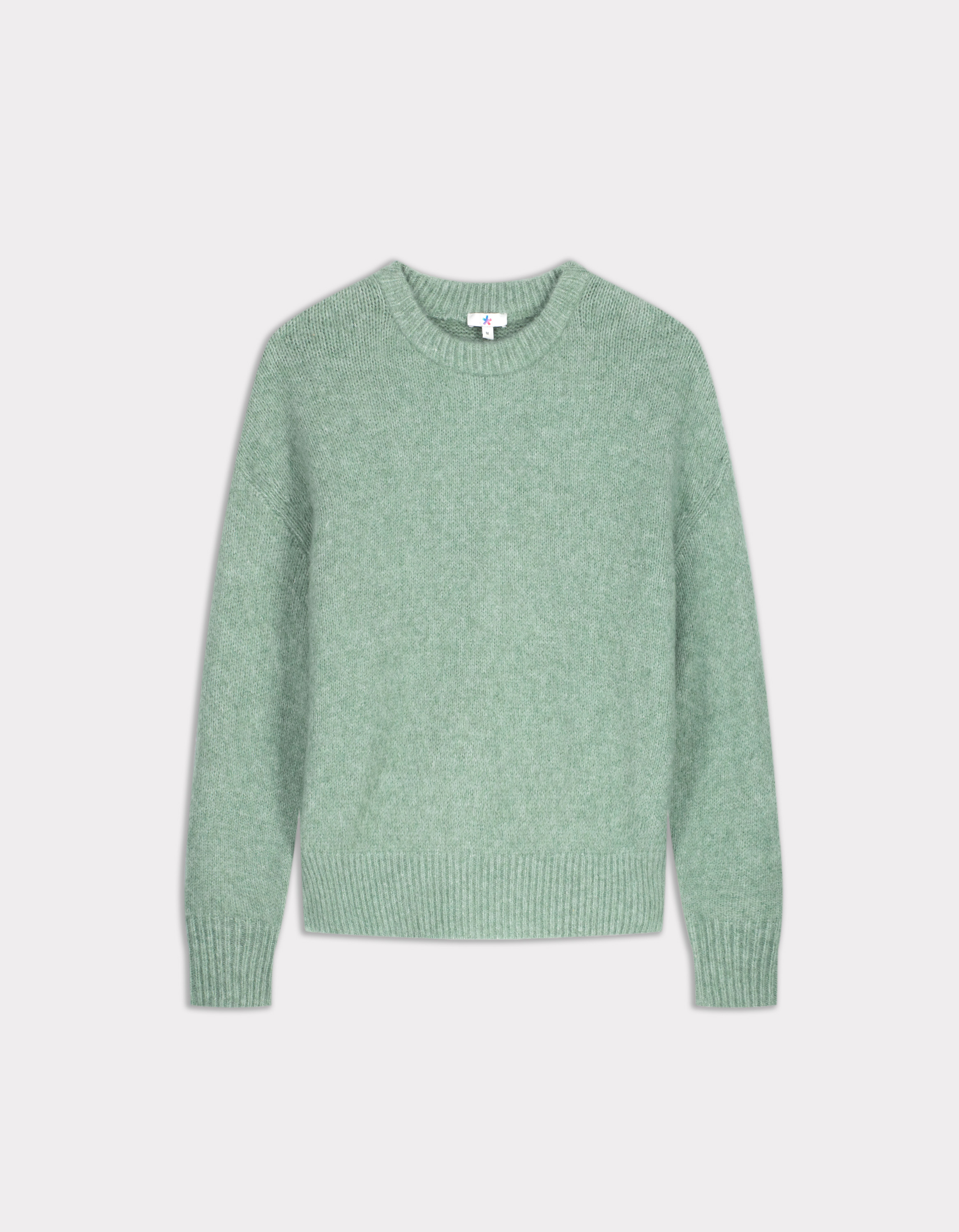Pull en maille à col rond - vert amande
