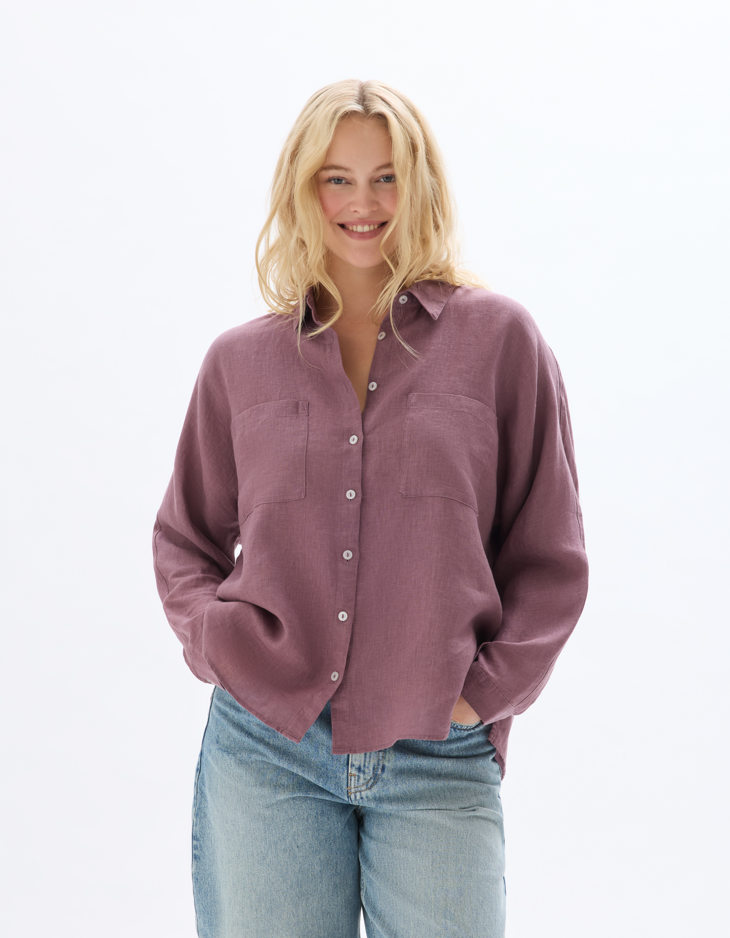 Chemise en lin oversize - violet - celio - Modalova