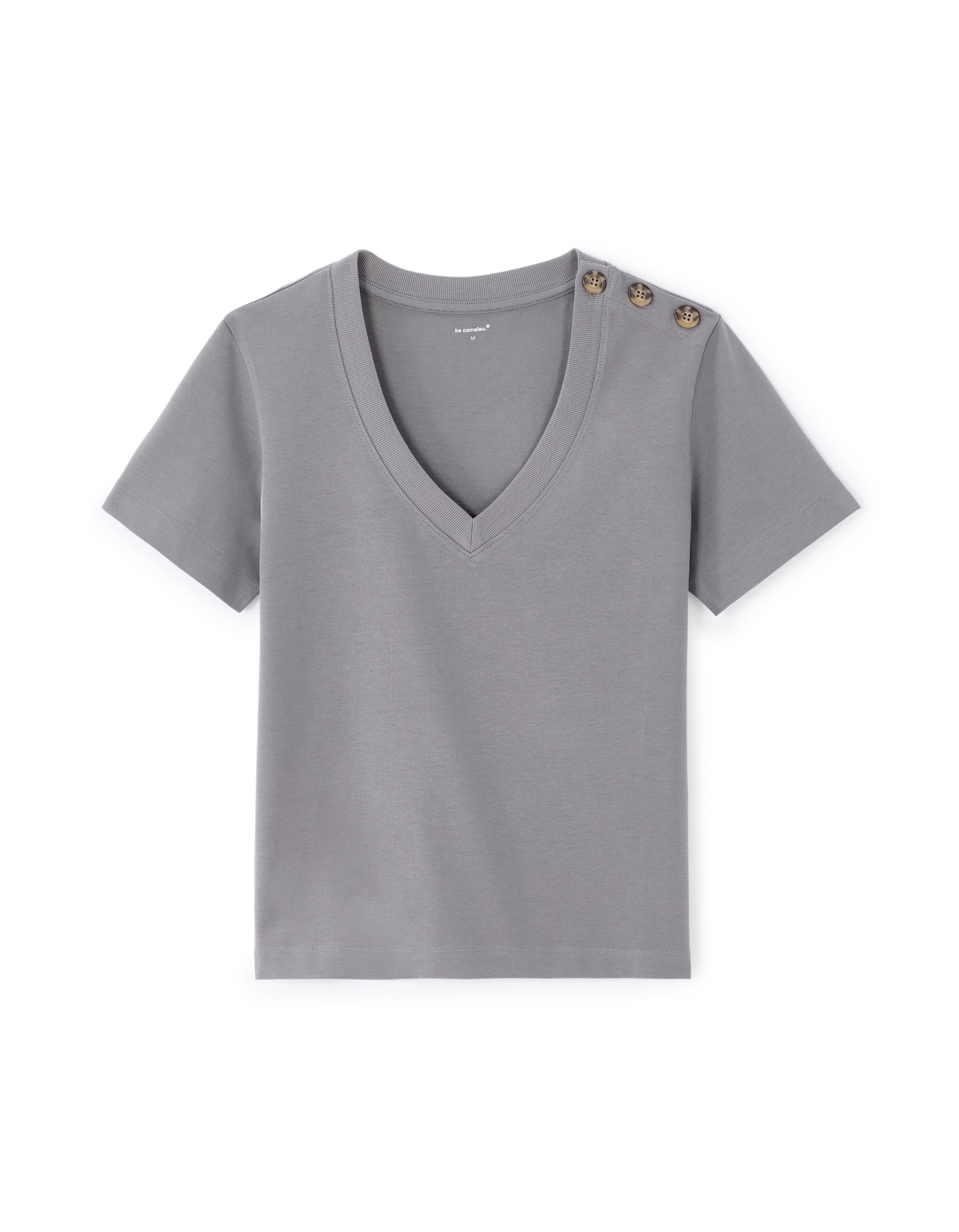 t-shirt boutonné en coton doux - gris
