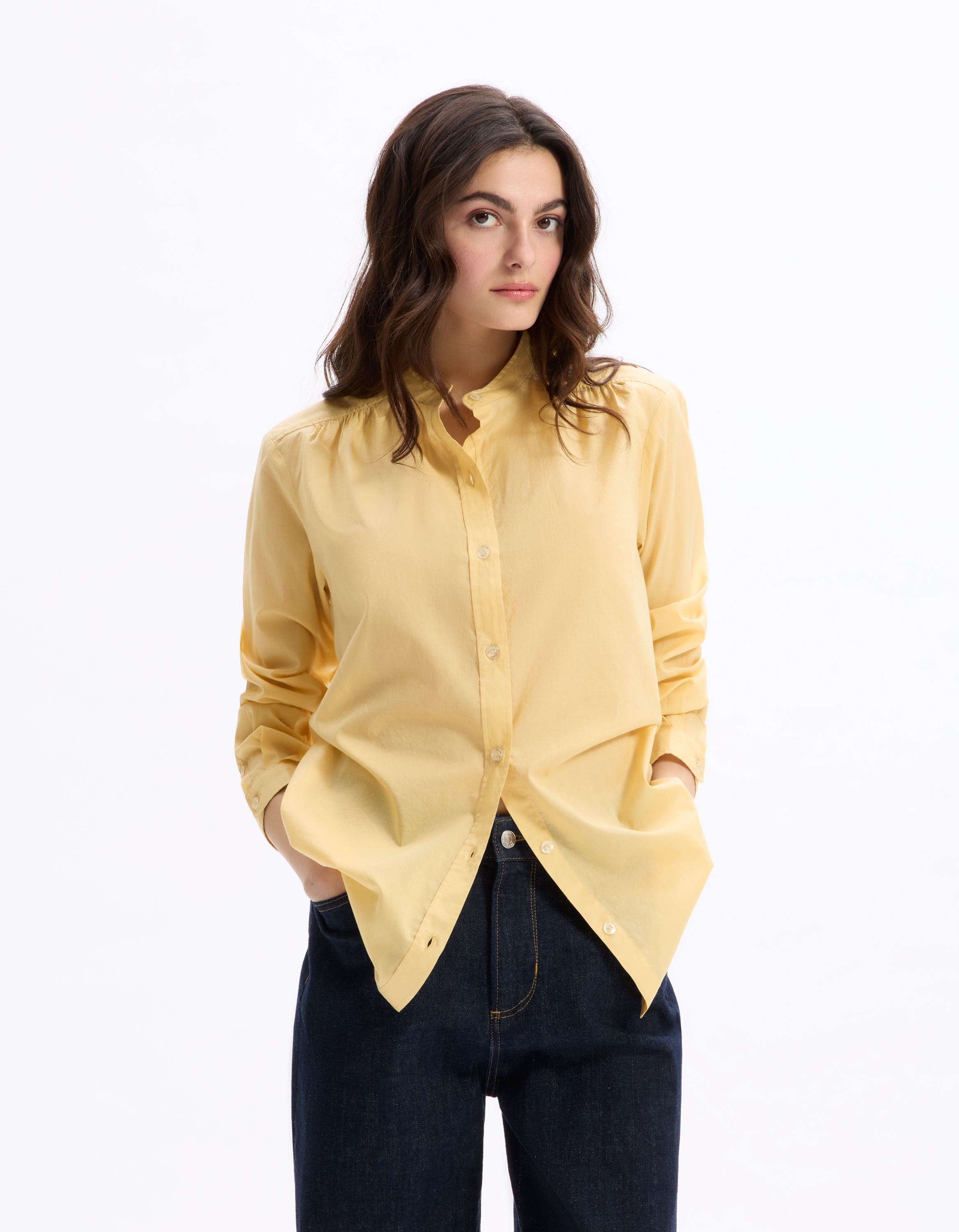 Blouse voile de coton - jaune - celio - Modalova
