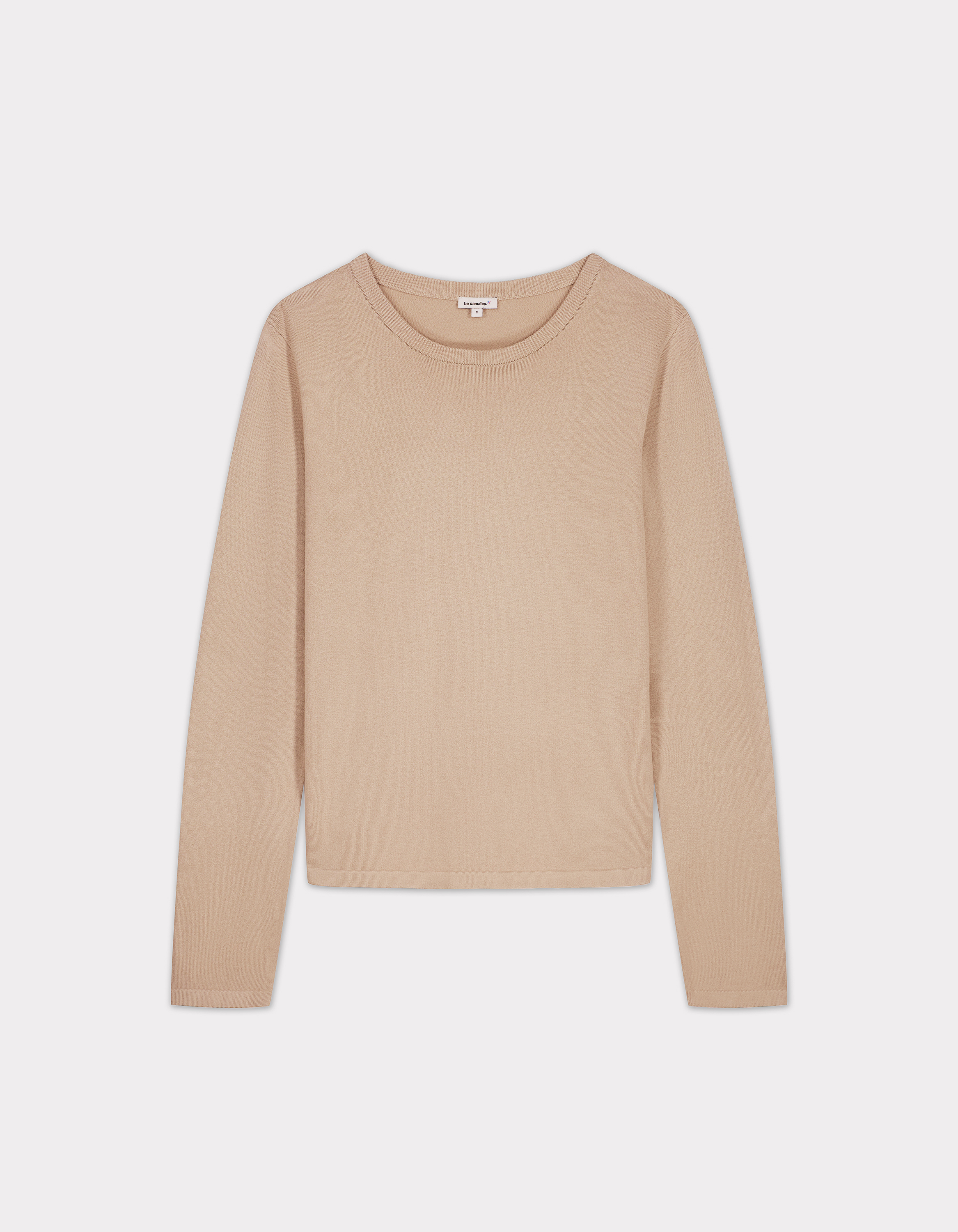Pull fluide col rond en viscose Ecovero - mastic