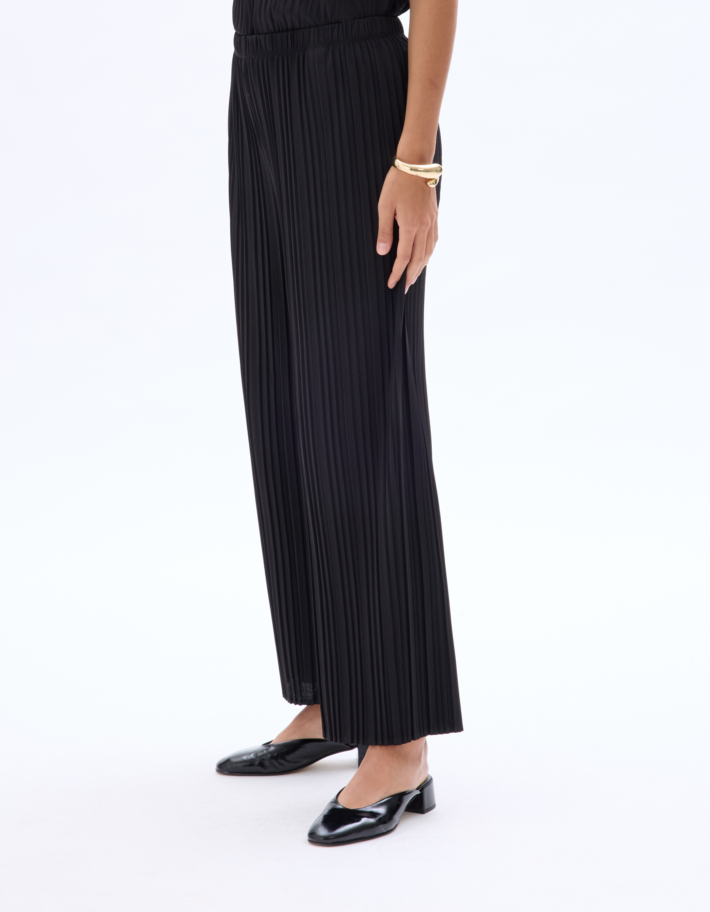 Pantalon en maille plissée - noir - celio - Modalova