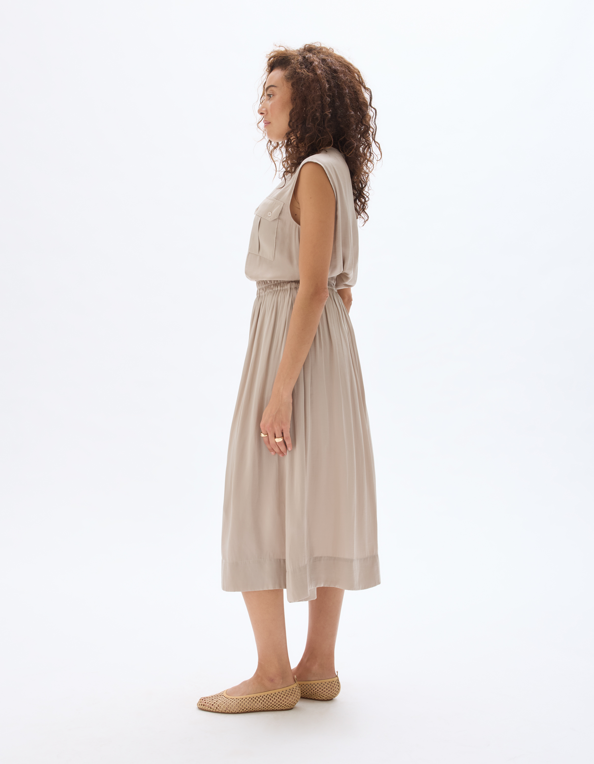 Jupon en satin - beige - celio - Modalova