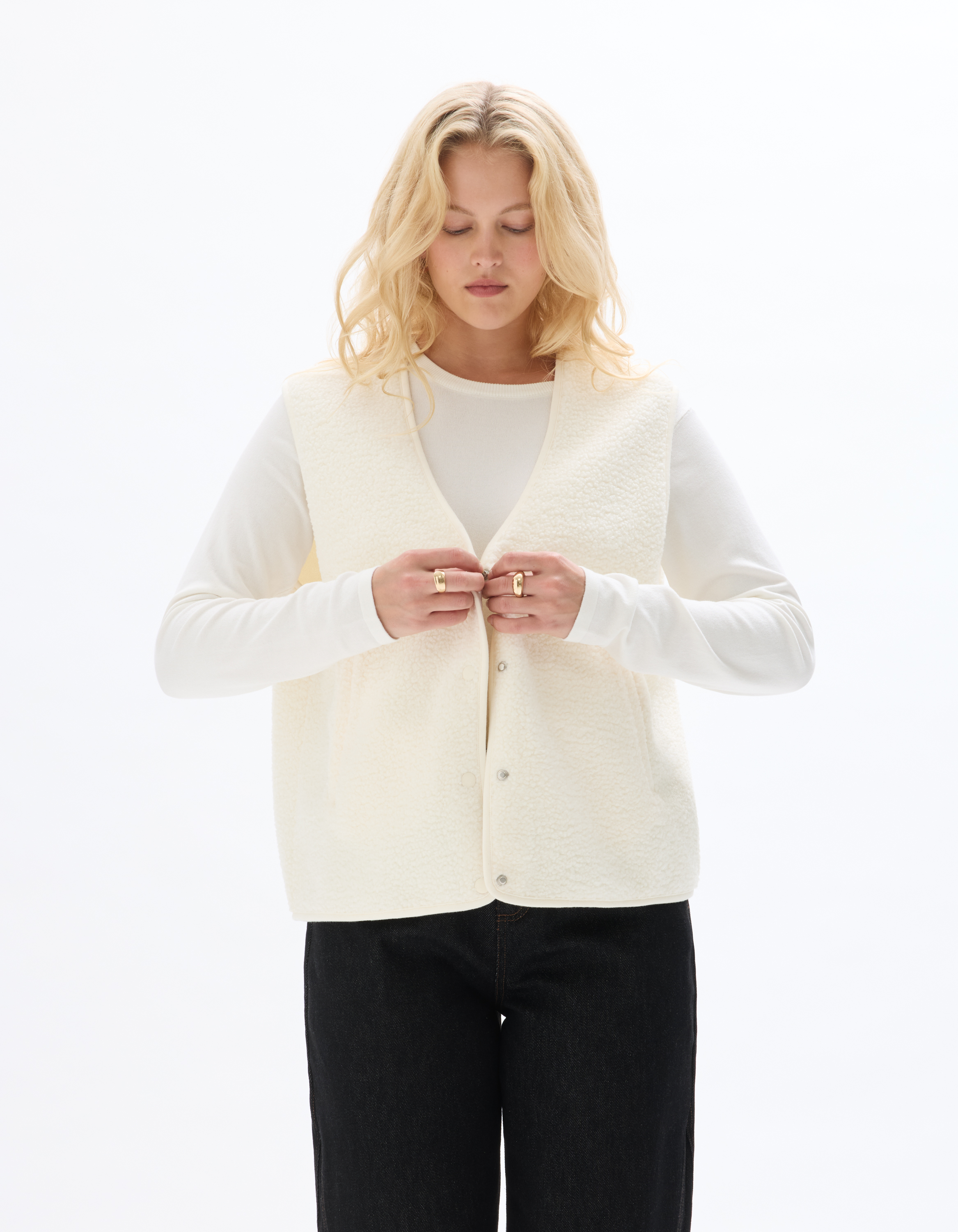 Veste sherpa sans manche - écru - celio - Modalova
