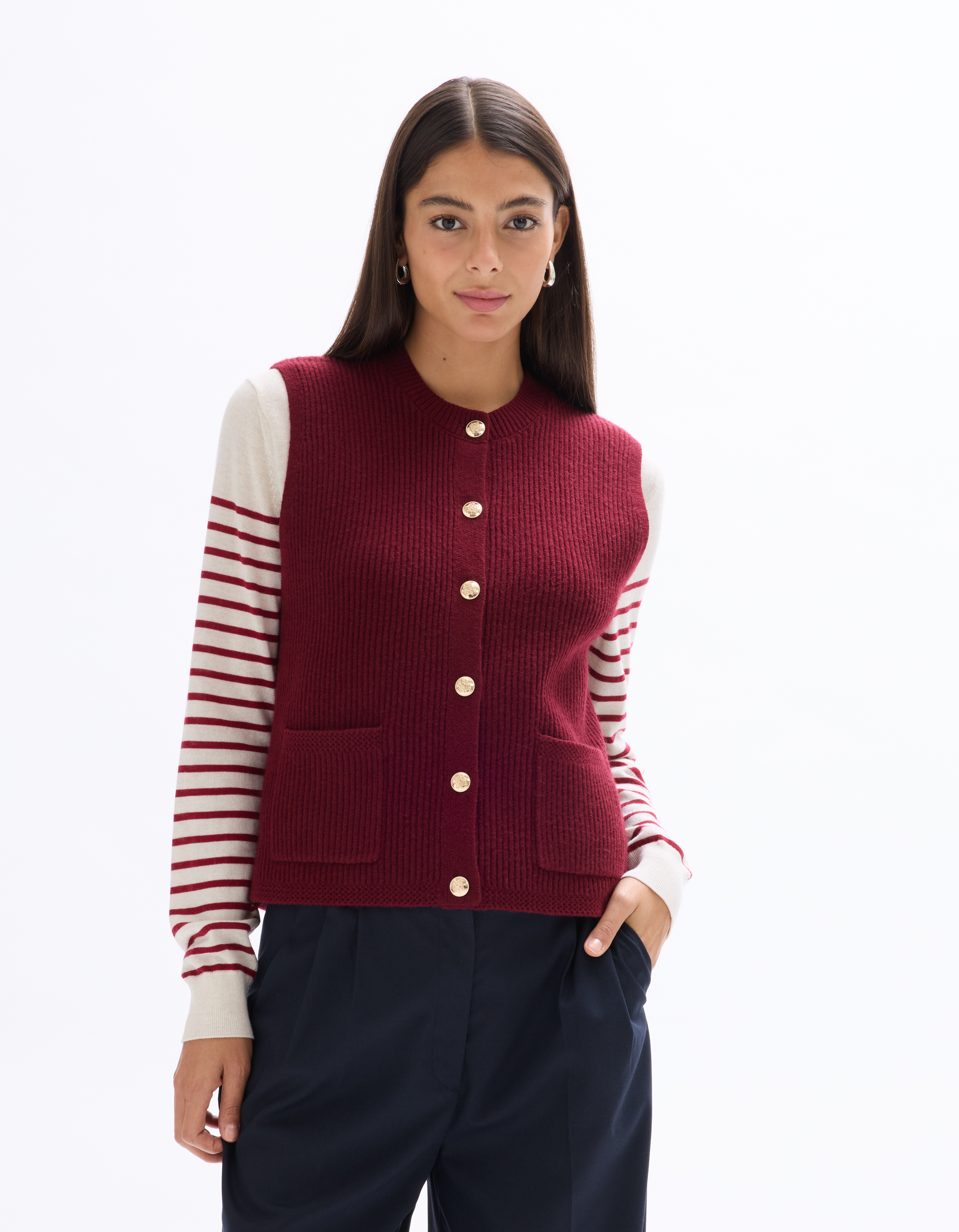 Gilet boutonné sans manche - rouge - celio - Modalova