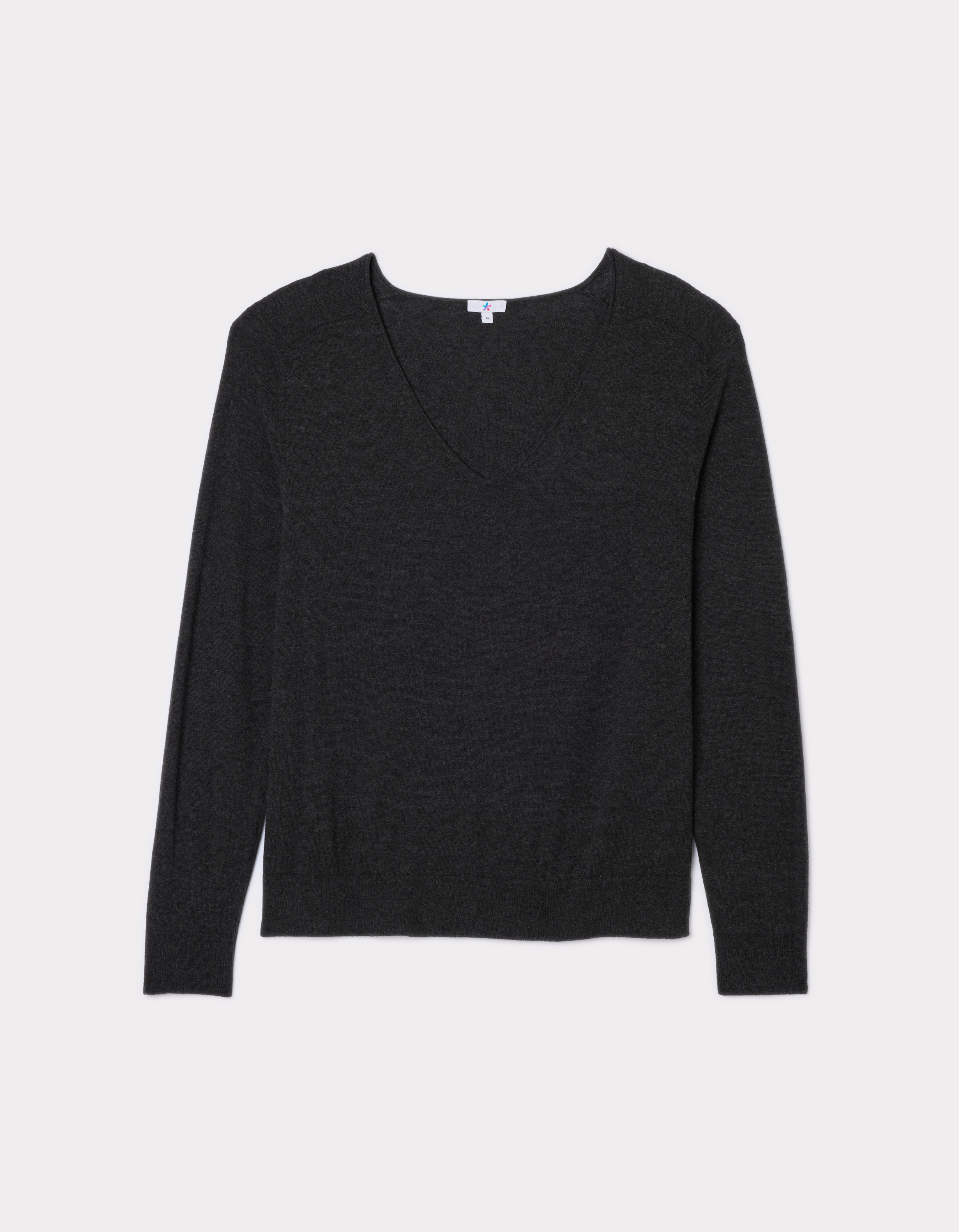 Pull doux à col v - gris