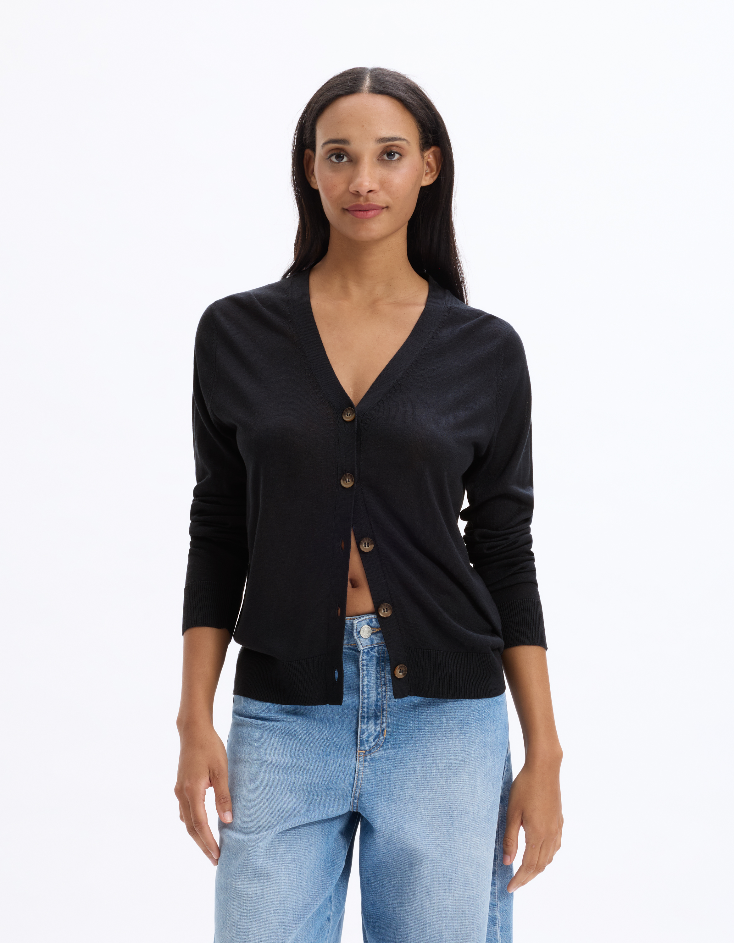 Gilet boutonné en maille fine - celio - Modalova