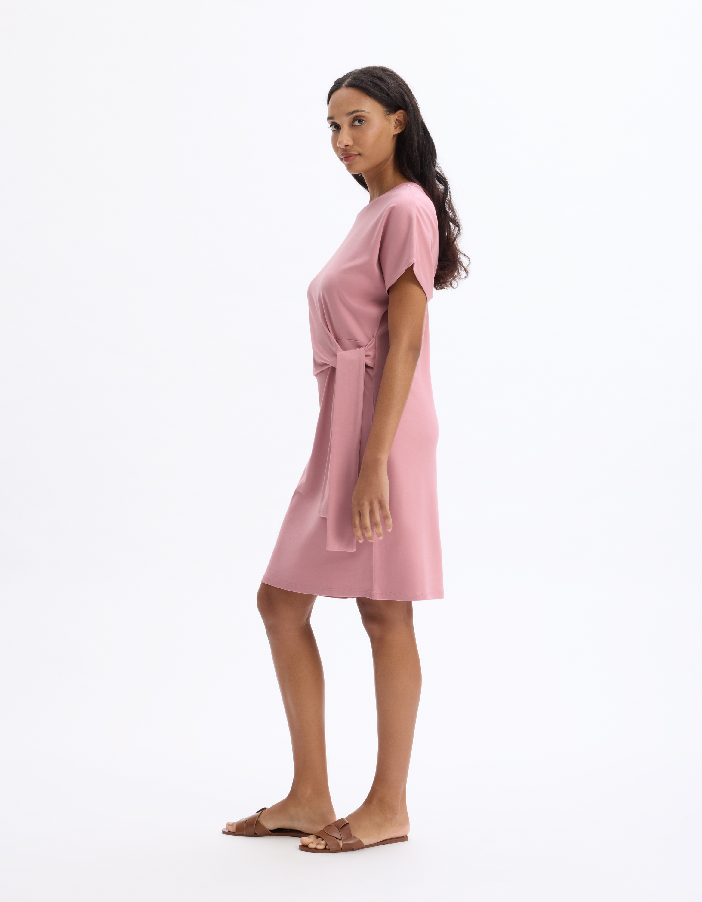 Robe courte nouée en coton - rose - celio - Modalova