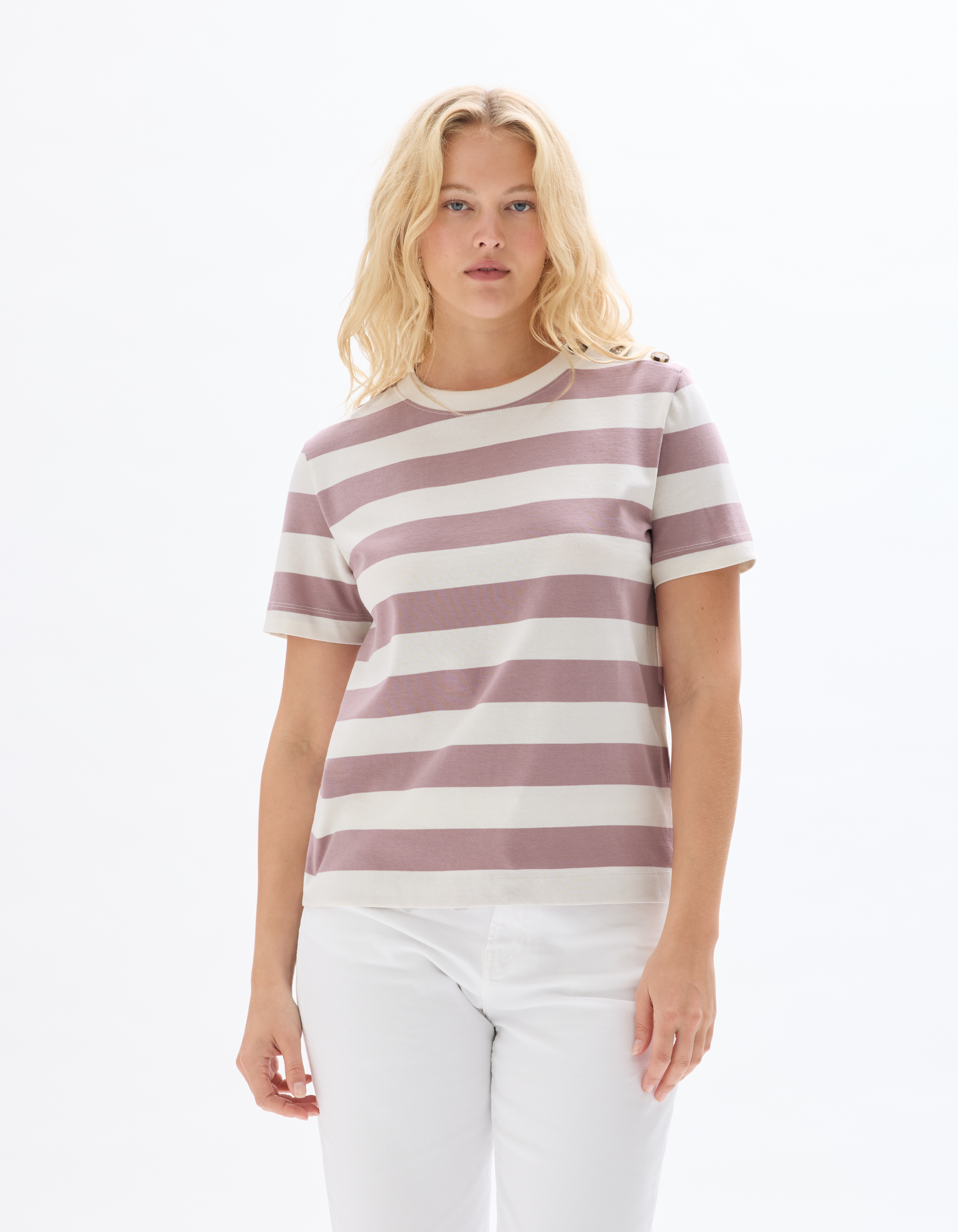 T-shirt boutonné à rayures - iris - celio - Modalova