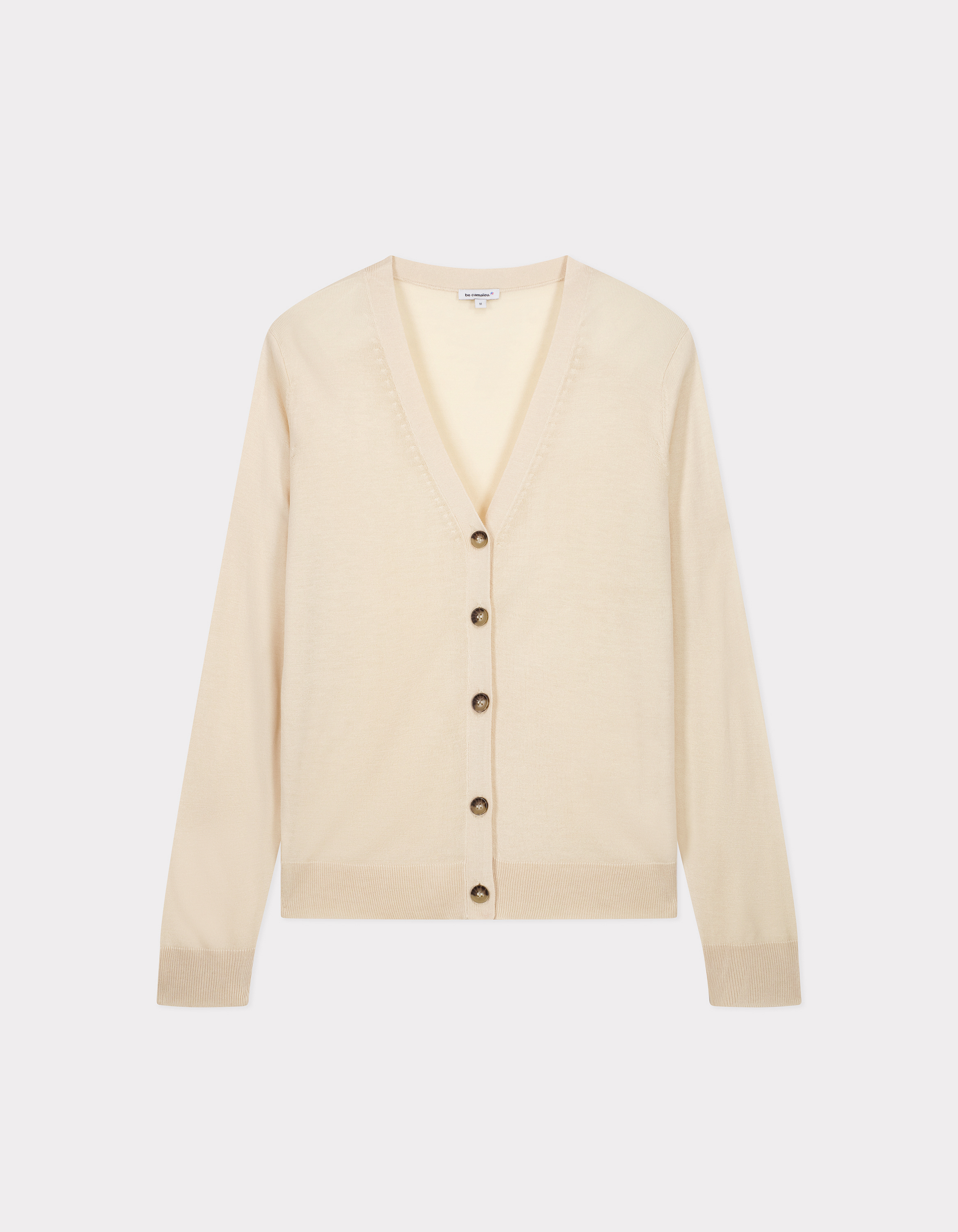 Gilet boutonné en maille fine - sable