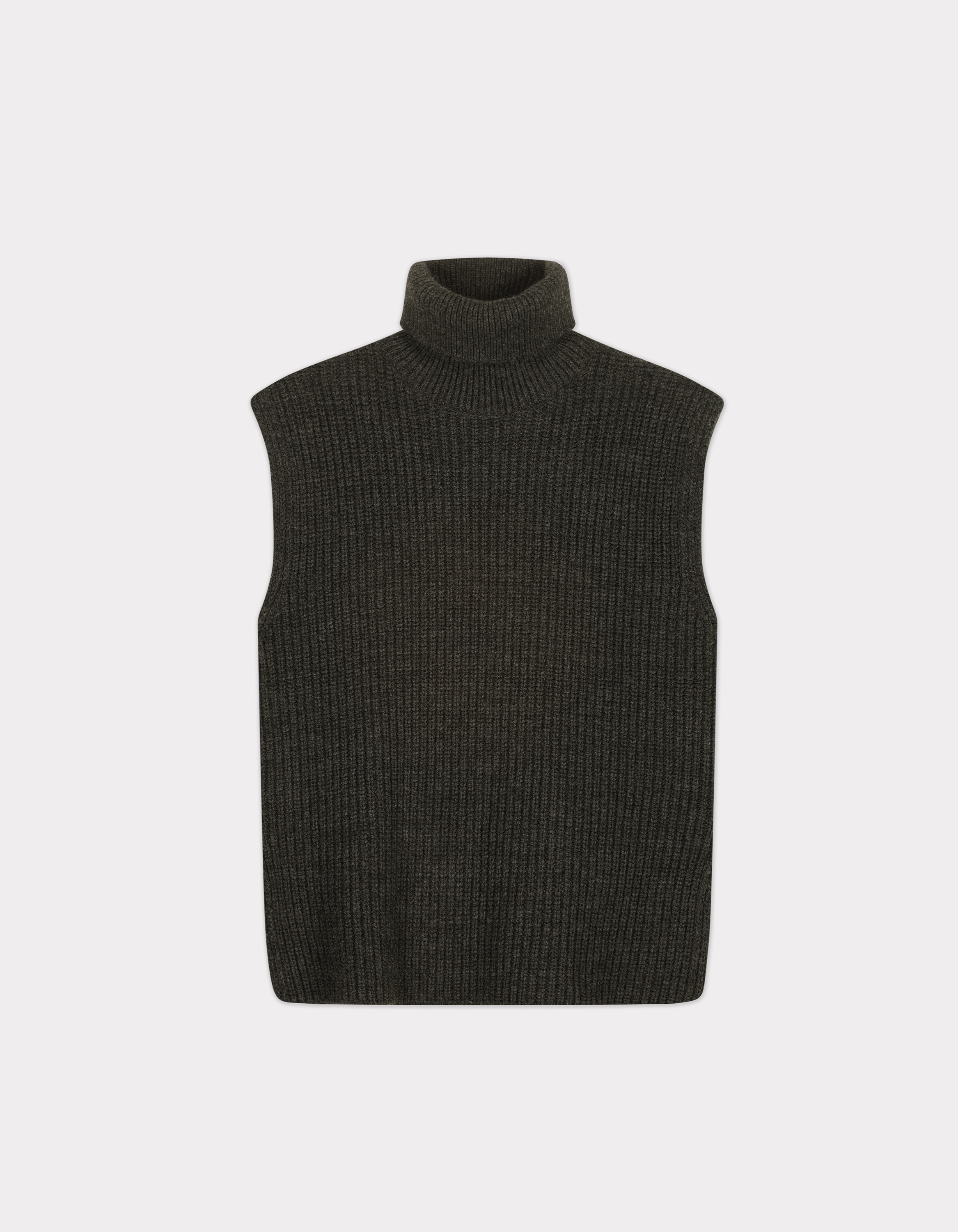 Pull sans manches col roulé - gris anthracite