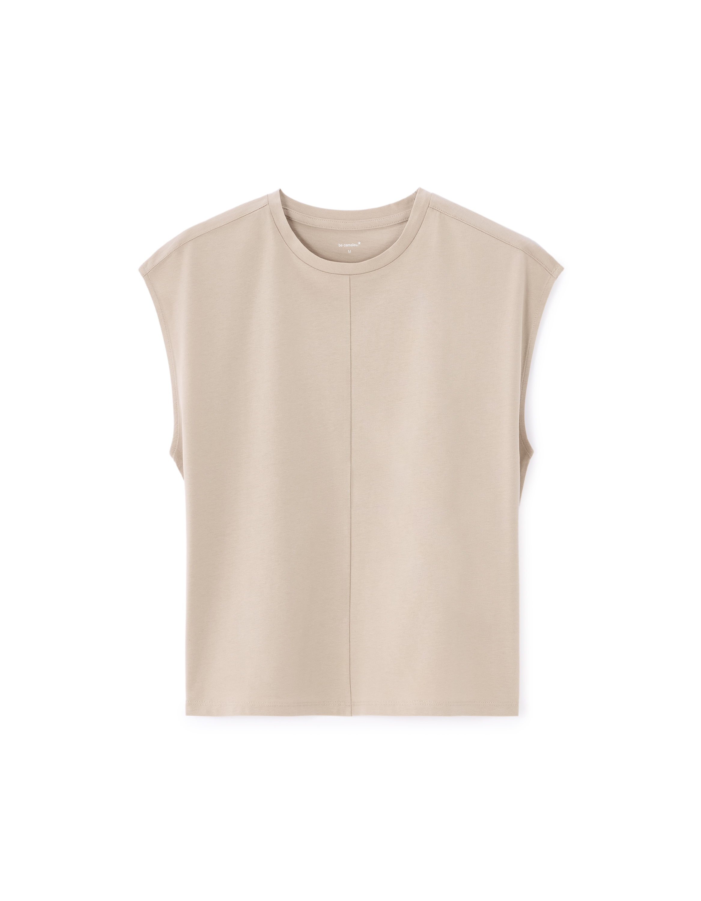 T-shirt en coton ample sans manche - beige