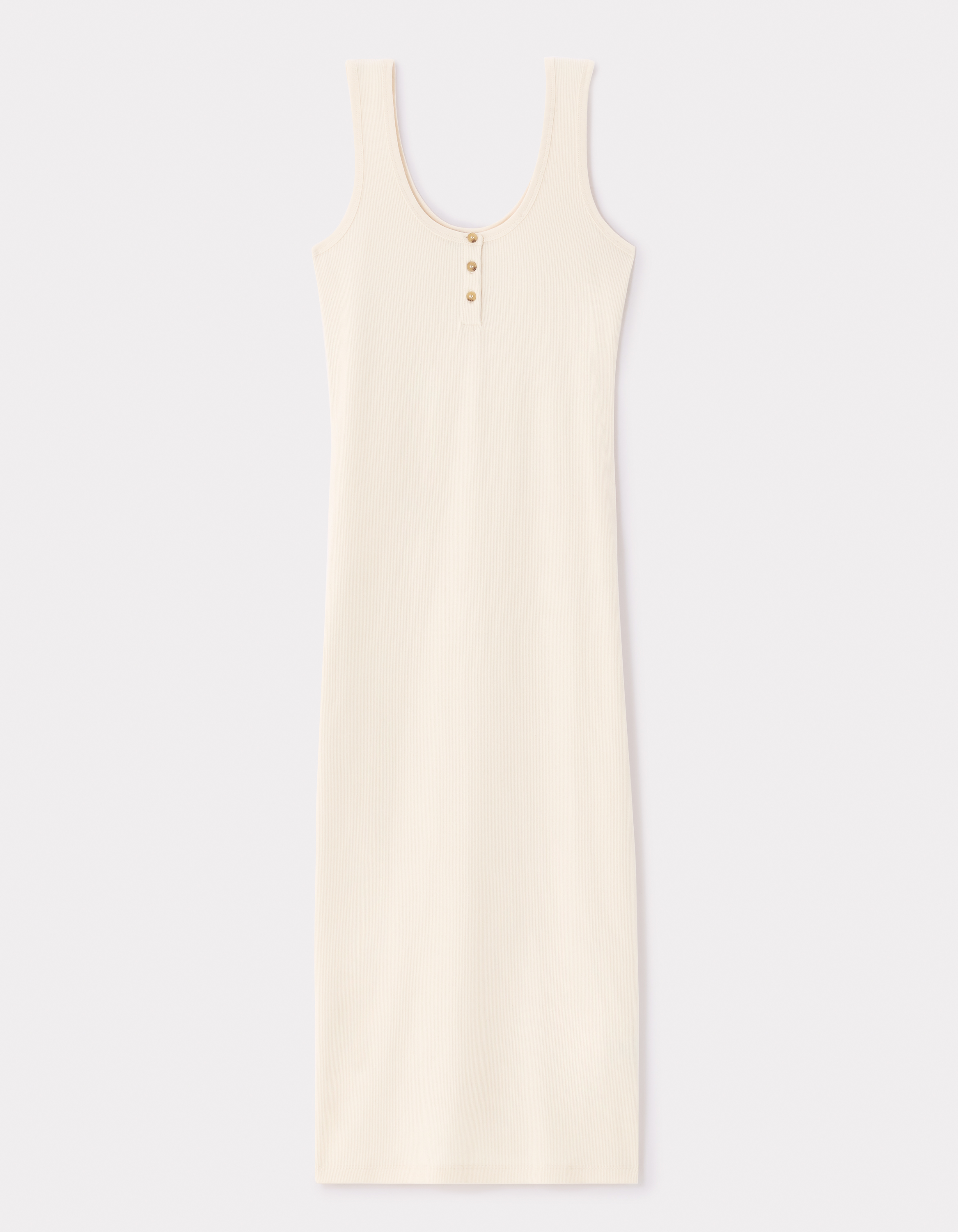 Robe longue côtelée en coton - beige