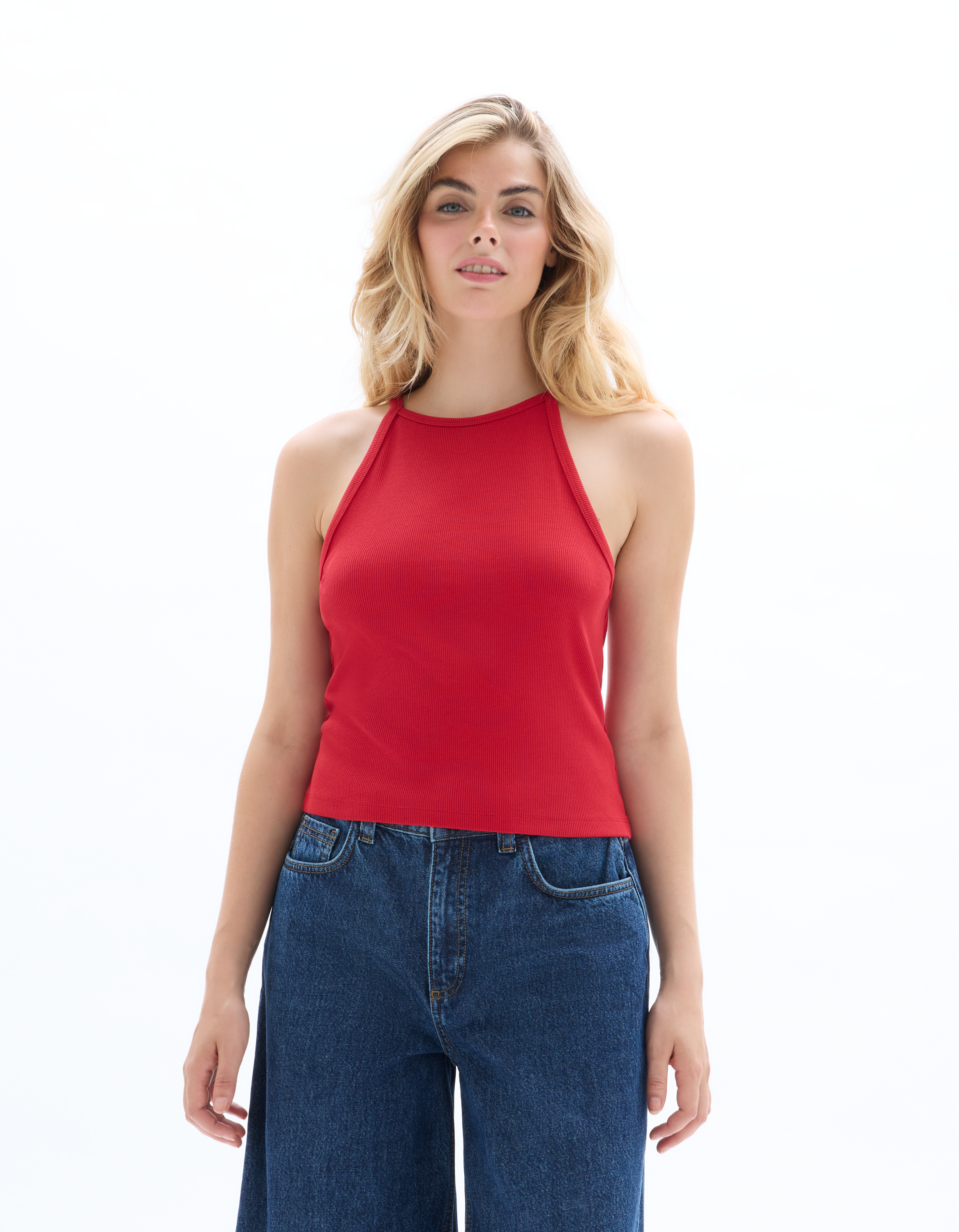 Top côtelé à bretelles - rouge - celio - Modalova