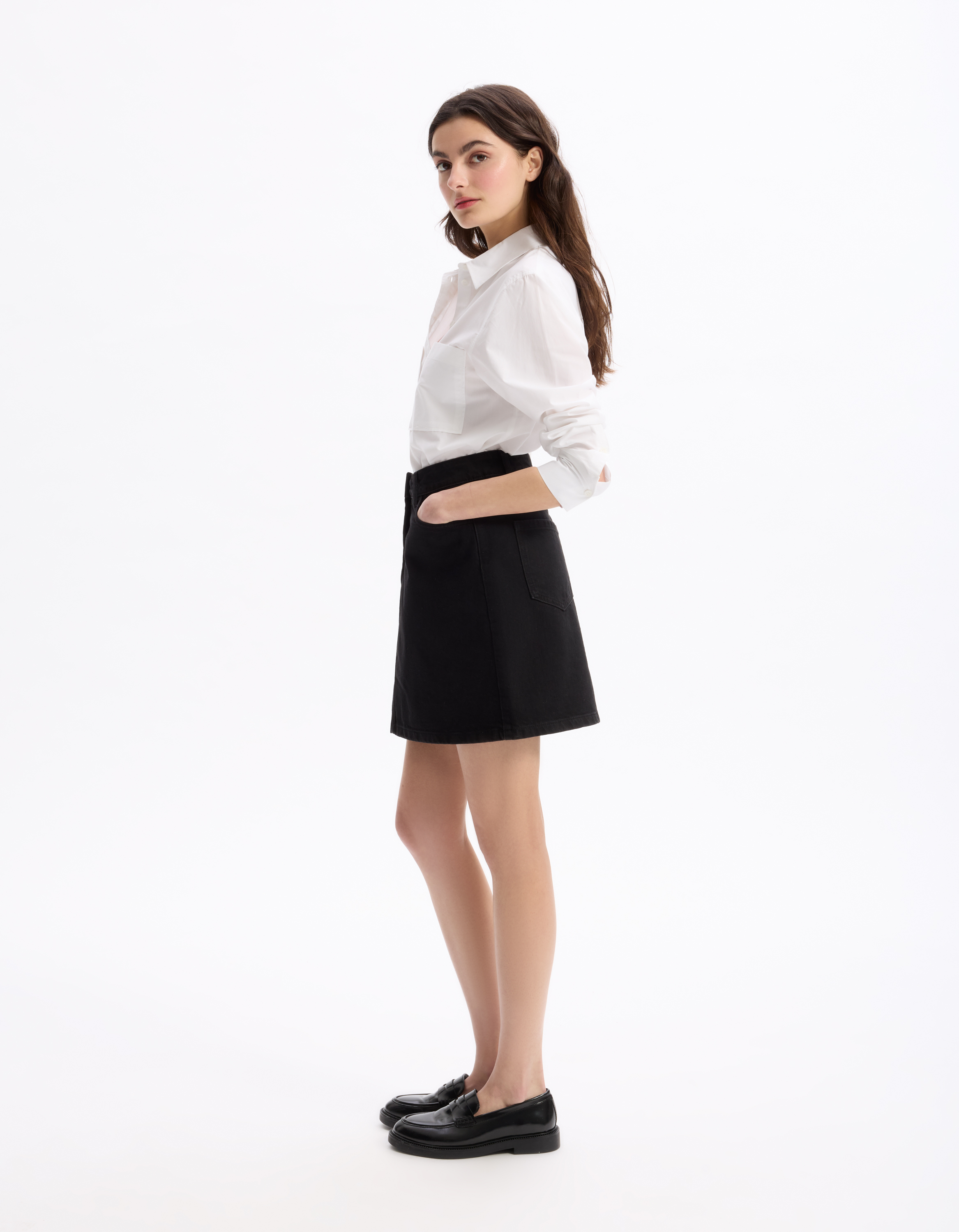 Jupe courte basic en denim - noir - celio - Modalova
