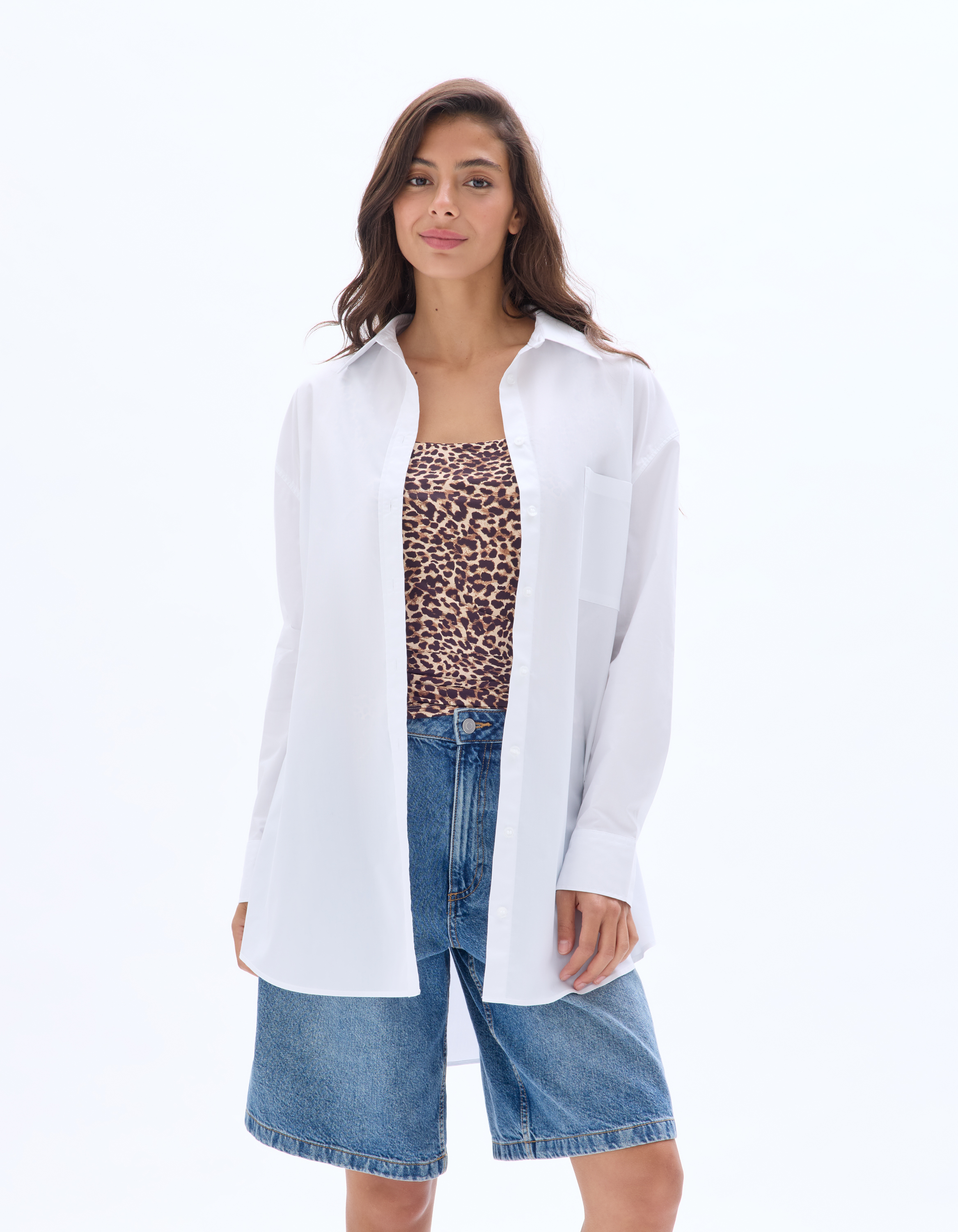 Chemise oversize coton - blanc - celio - Modalova