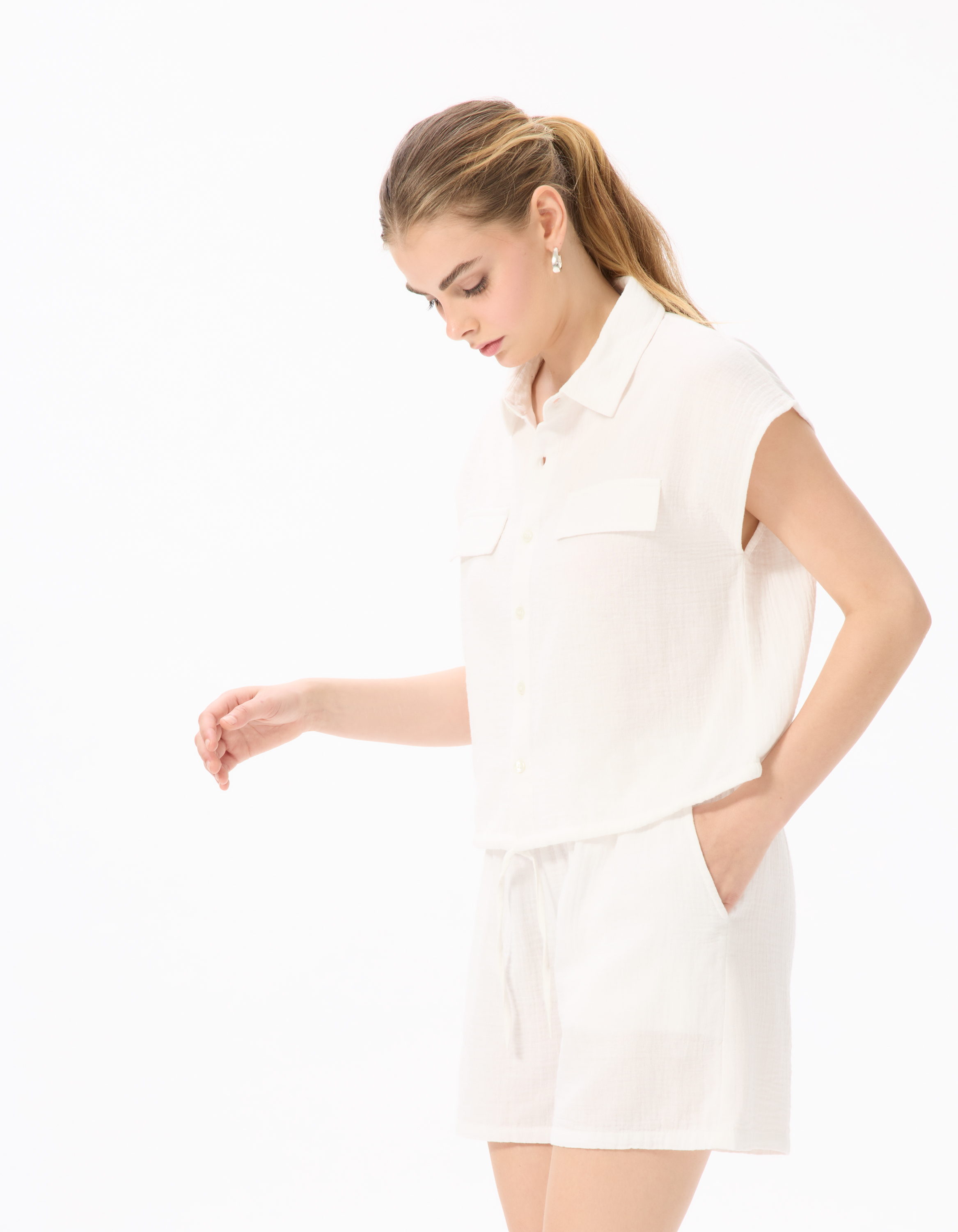 Chemisier en voile de coton sans manche - celio - Modalova