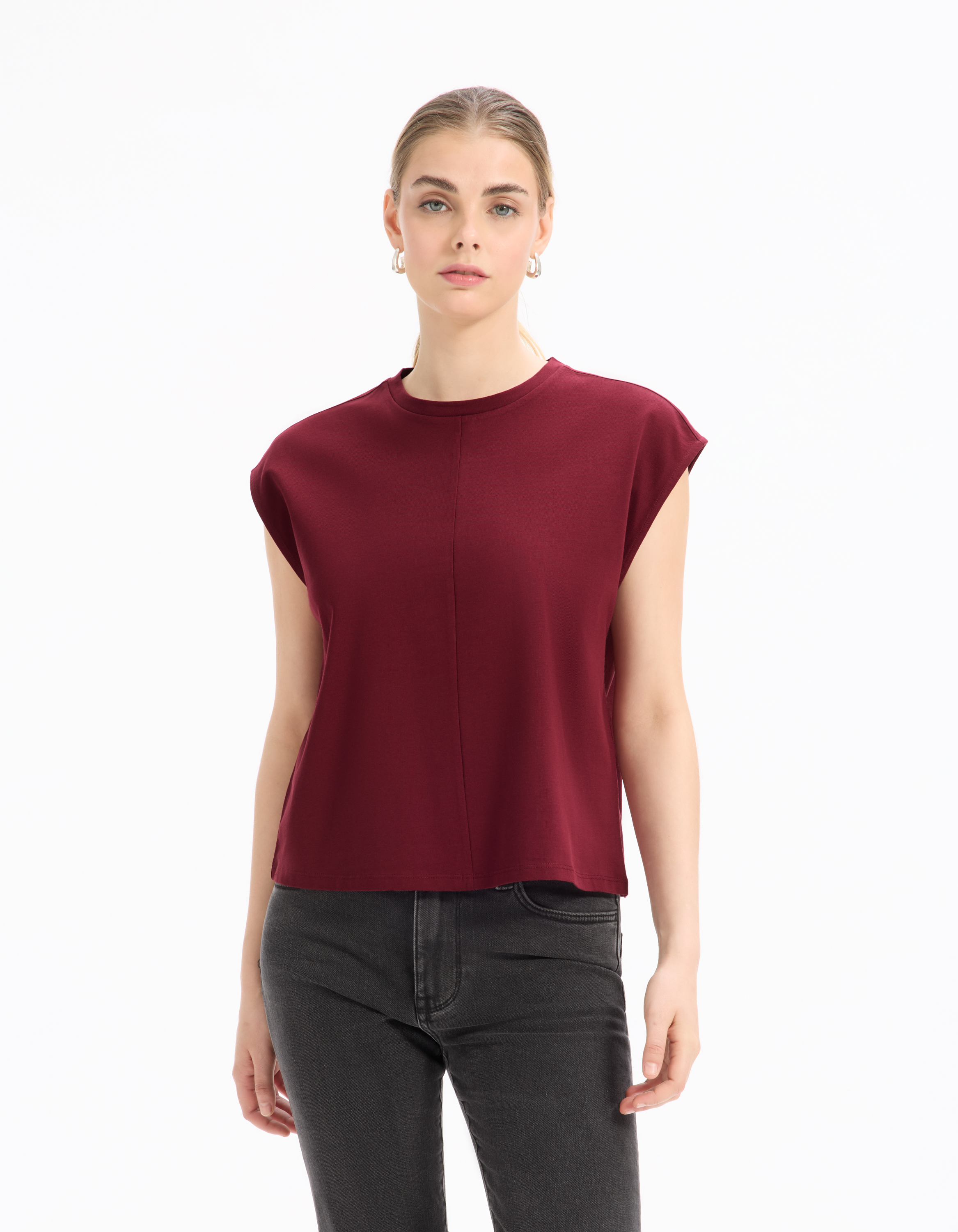 T-shirt sans manches coupe carrée en coton - violet - celio - Modalova