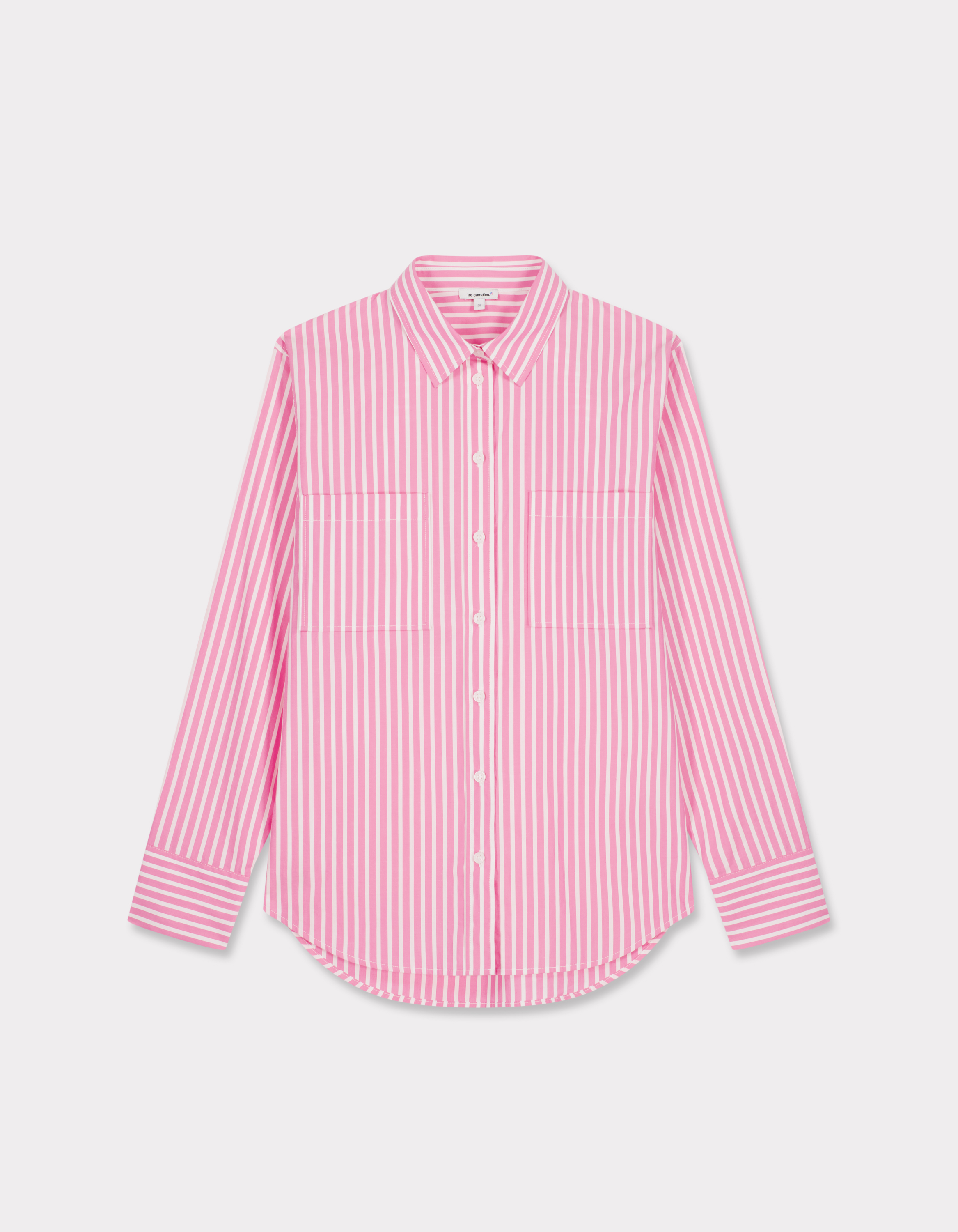 Chemise en popeline rayée oversize - rose