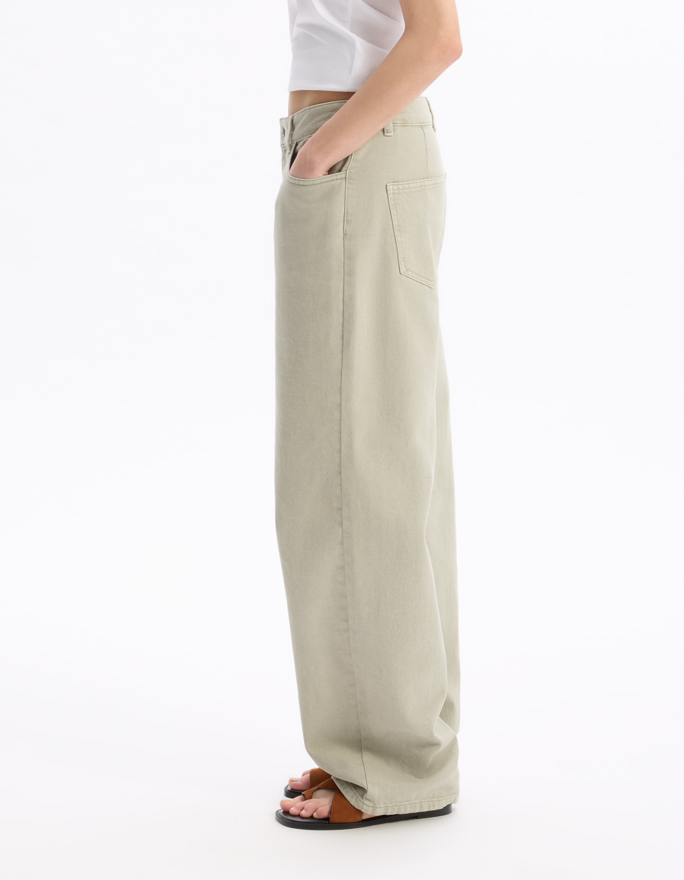 Pantalon large - vert olive - celio - Modalova