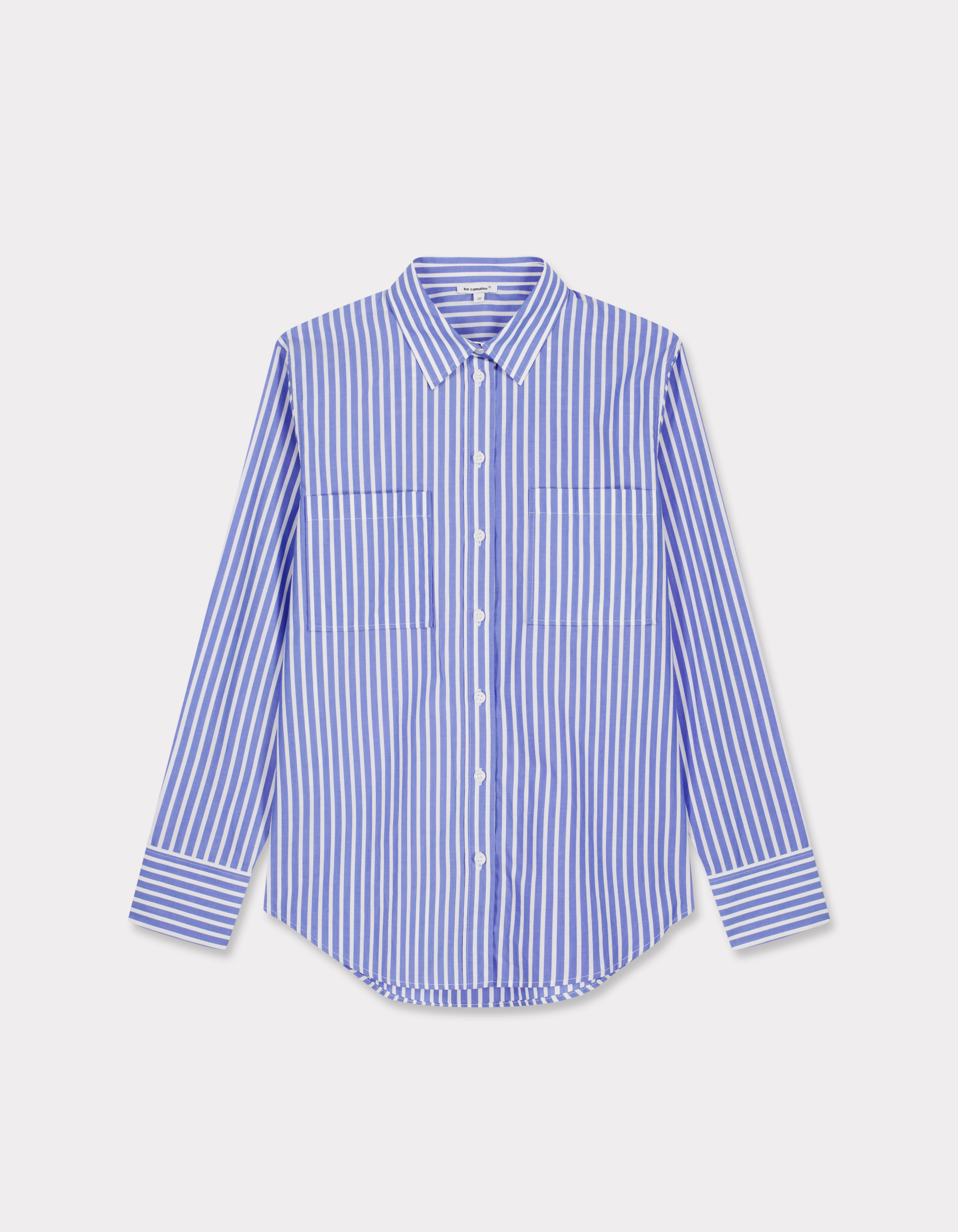 Chemise en popeline rayée oversize - bleu ciel