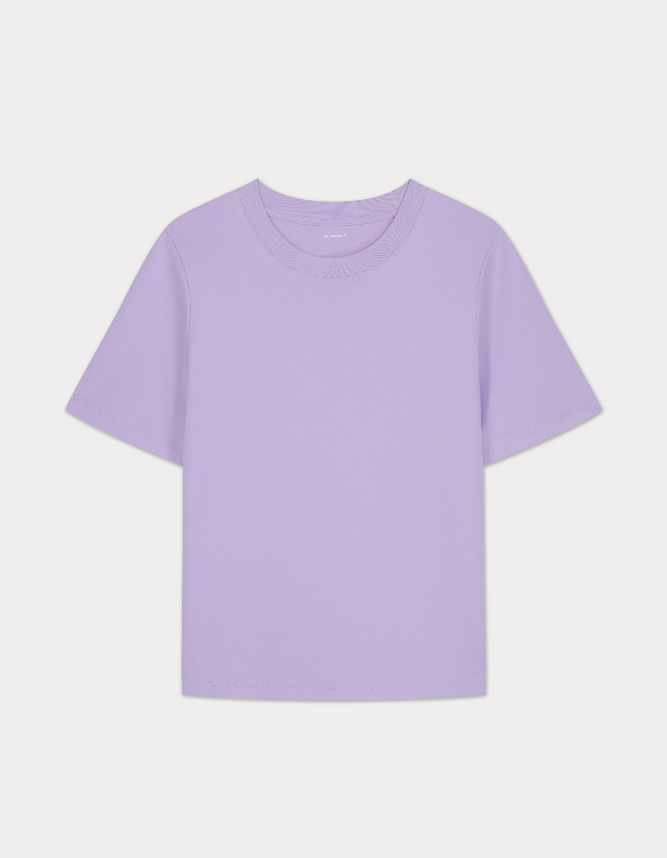 T-shirt en coton doux col rond - violet