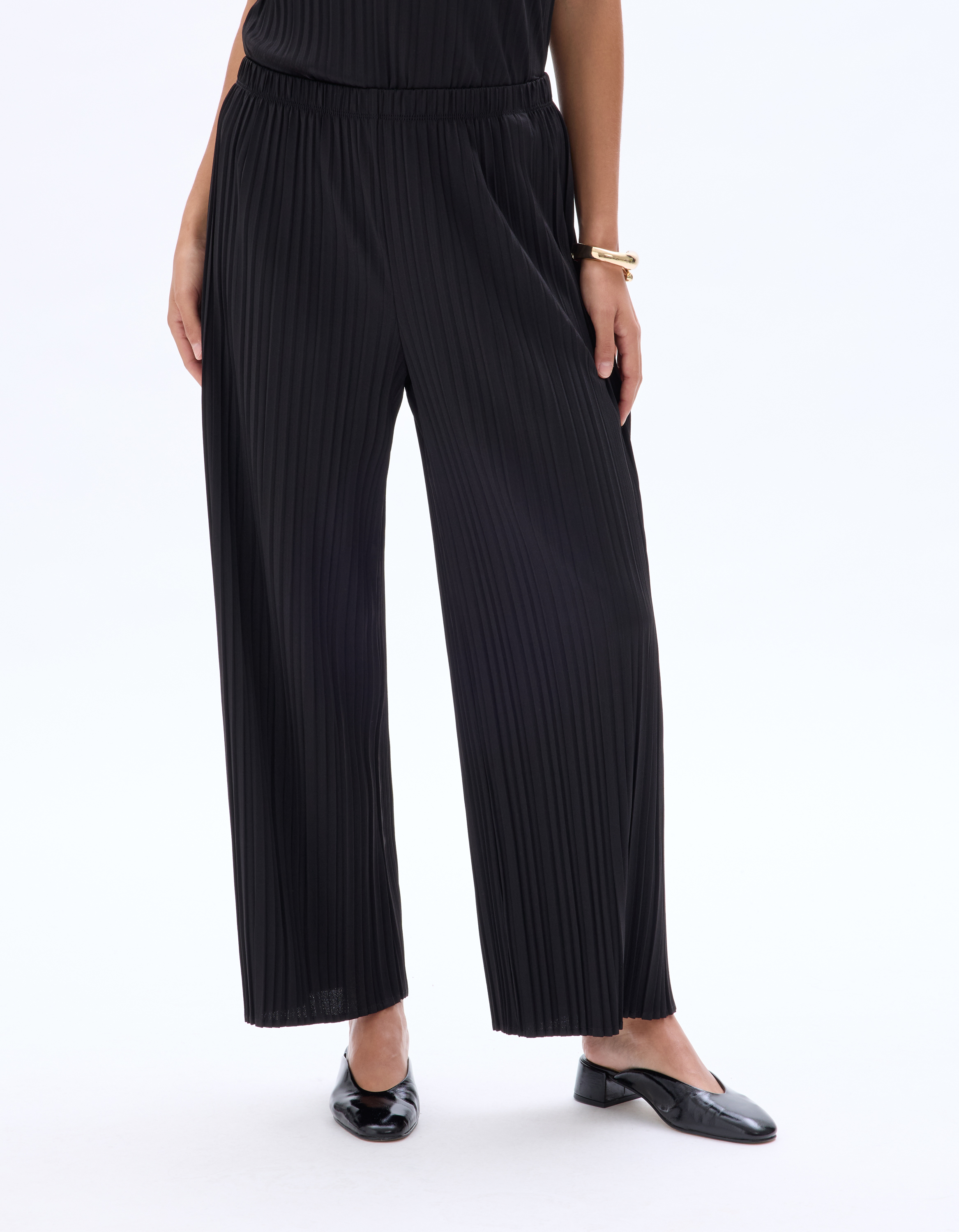 Pantalon en maille plissée - noir - celio - Modalova