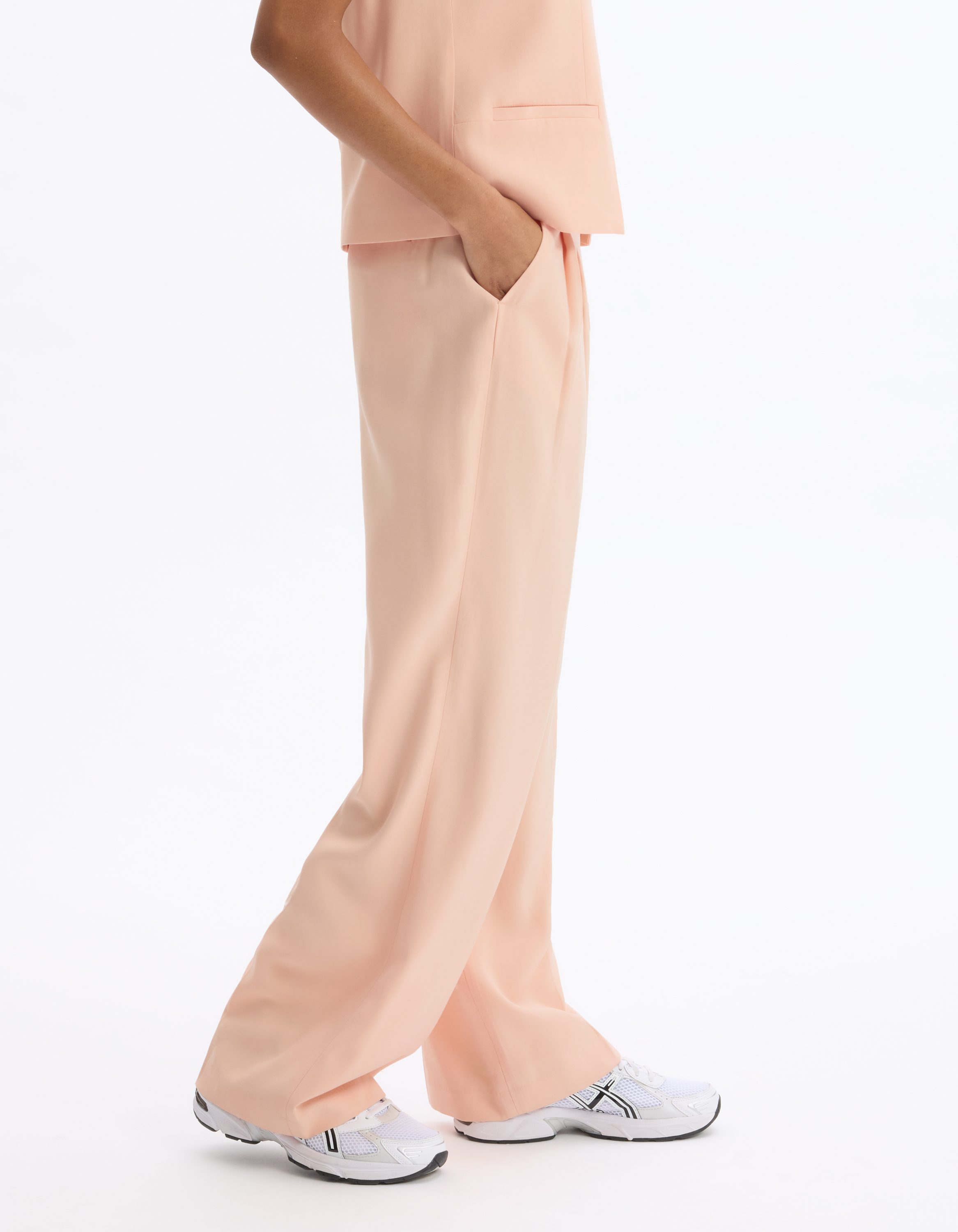 Pantalon large taille haute - rose - celio - Modalova